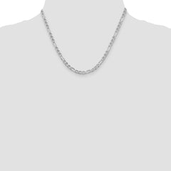 Sterling Silver Rhodium-plated 3.75mm Figaro Anchor Chain