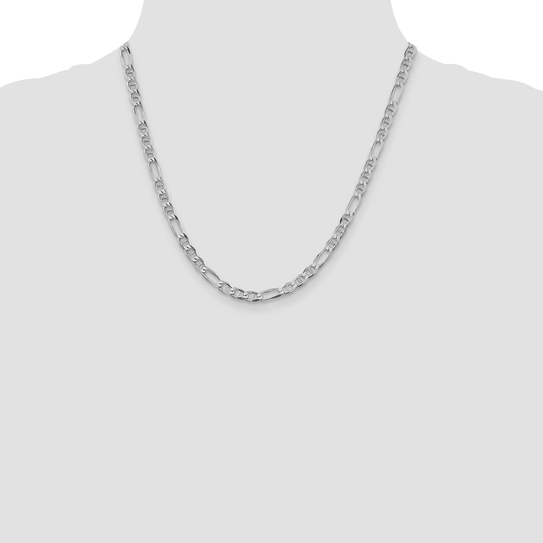 Sterling Silver Rhodium-plated 4.5mm Figaro Anchor Chain