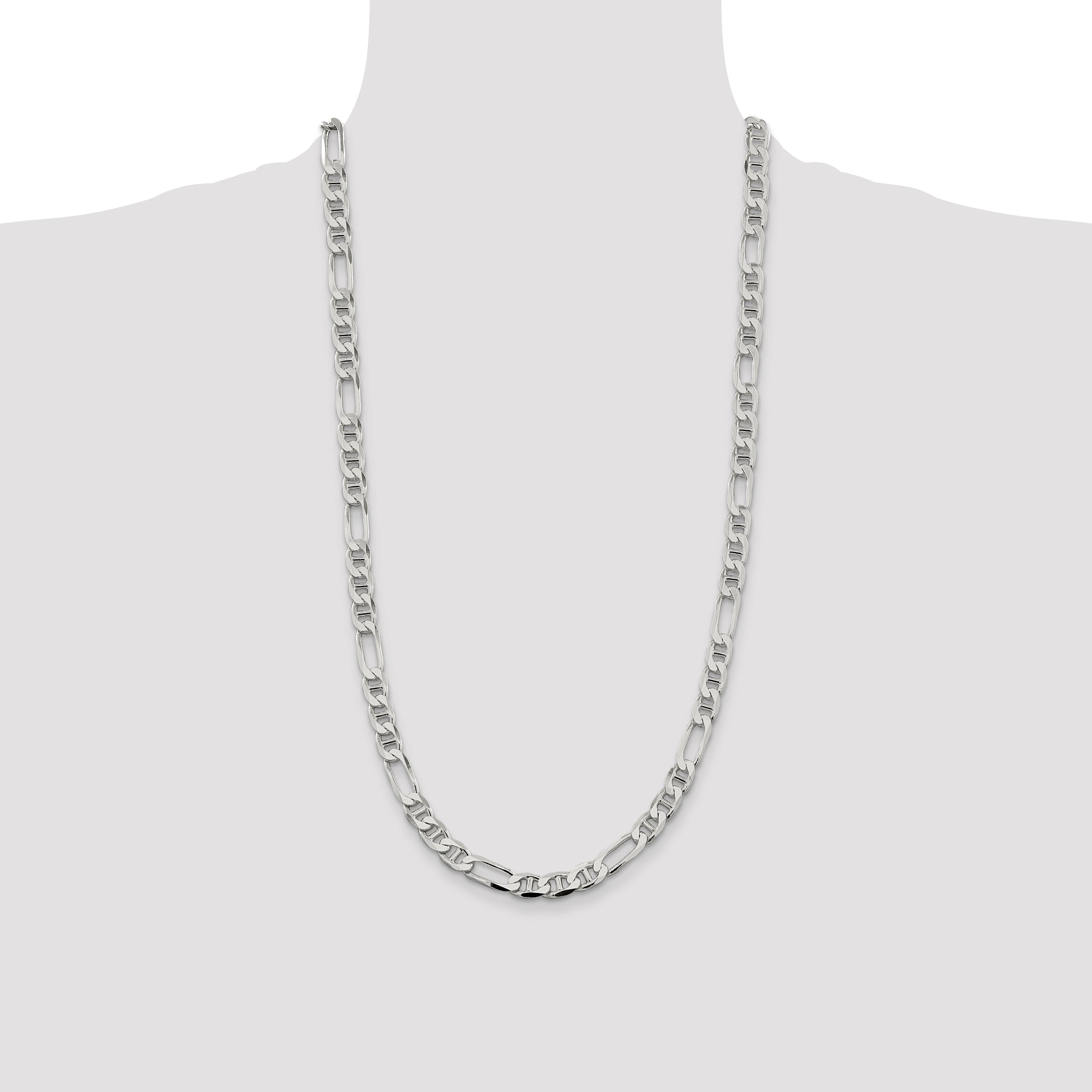 Sterling Silver 7.5mm Figaro Anchor Chain