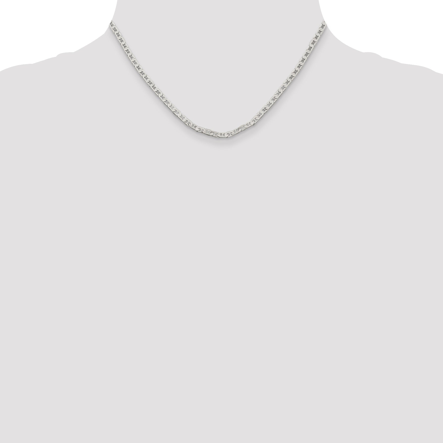 Sophia Jewelers Sterling Silver 925 Women's Flat Anchor Necklace with Polished Anti-Tarnish Finish