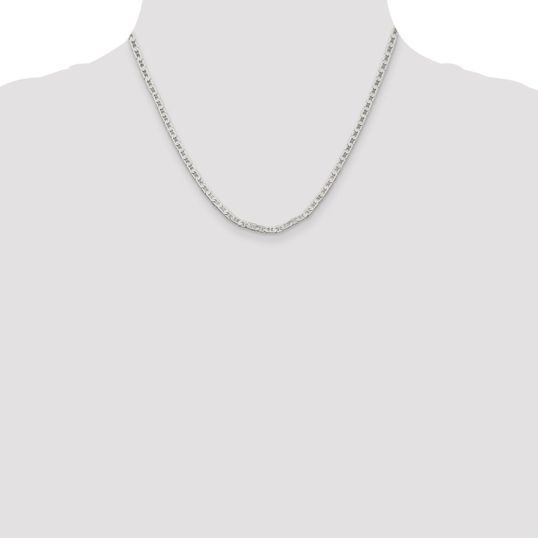 Sophia Jewelers Sterling Silver 925 Women's Flat Anchor Necklace with Polished Anti-Tarnish Finish