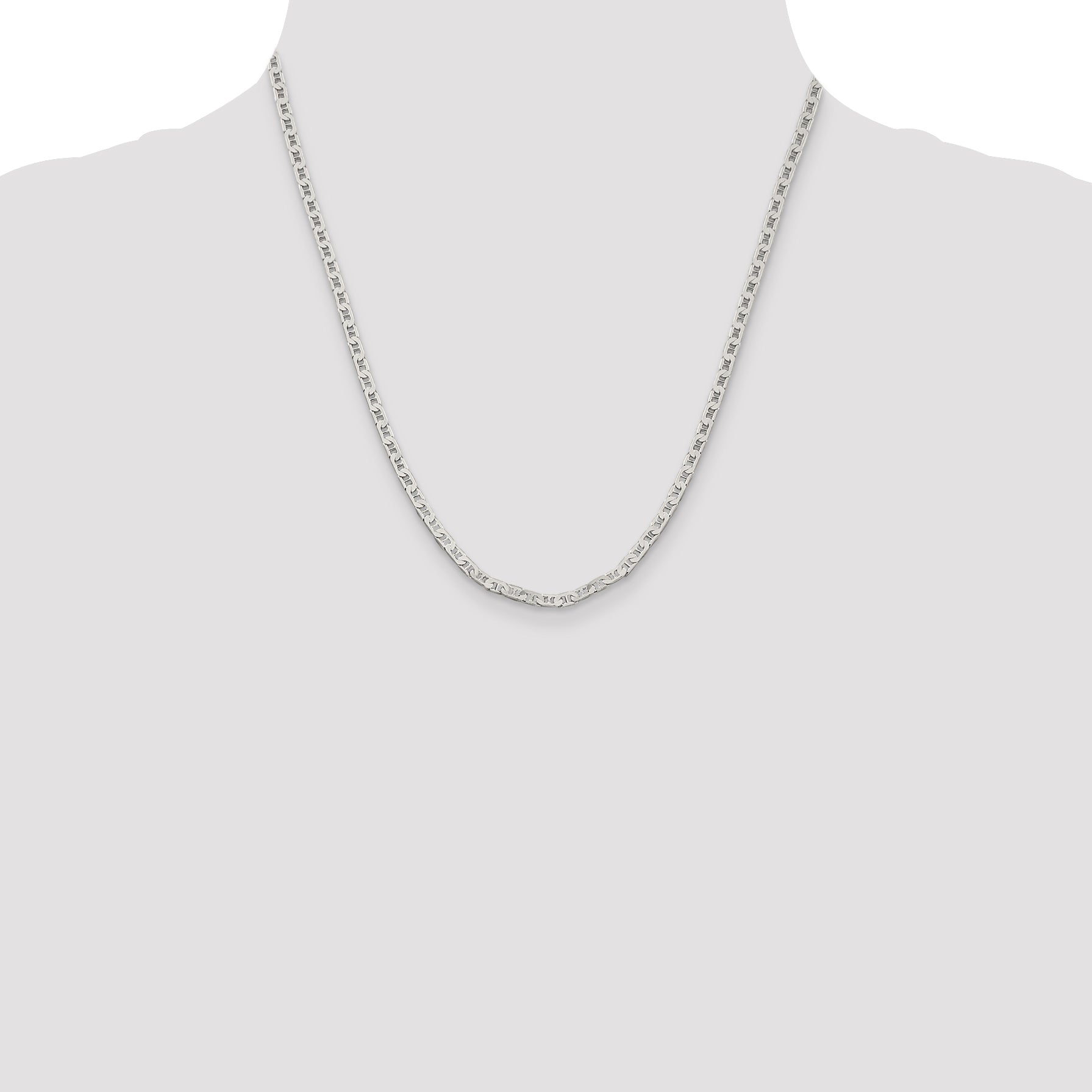 Sophia Jewelers Sterling Silver 925 Women's Flat Anchor Necklace with Polished Anti-Tarnish Finish
