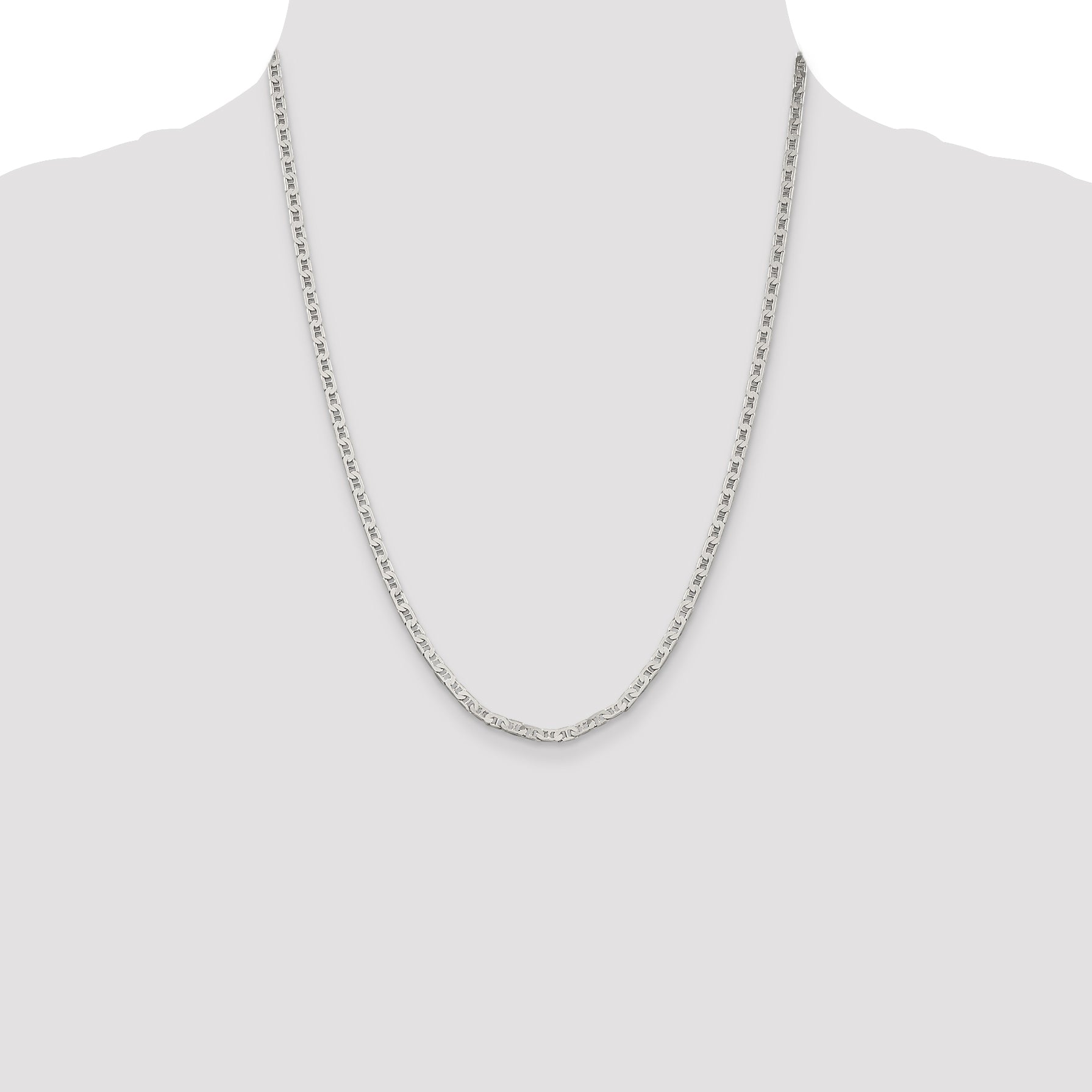 Sophia Jewelers Sterling Silver 925 Women's Flat Anchor Necklace with Polished Anti-Tarnish Finish