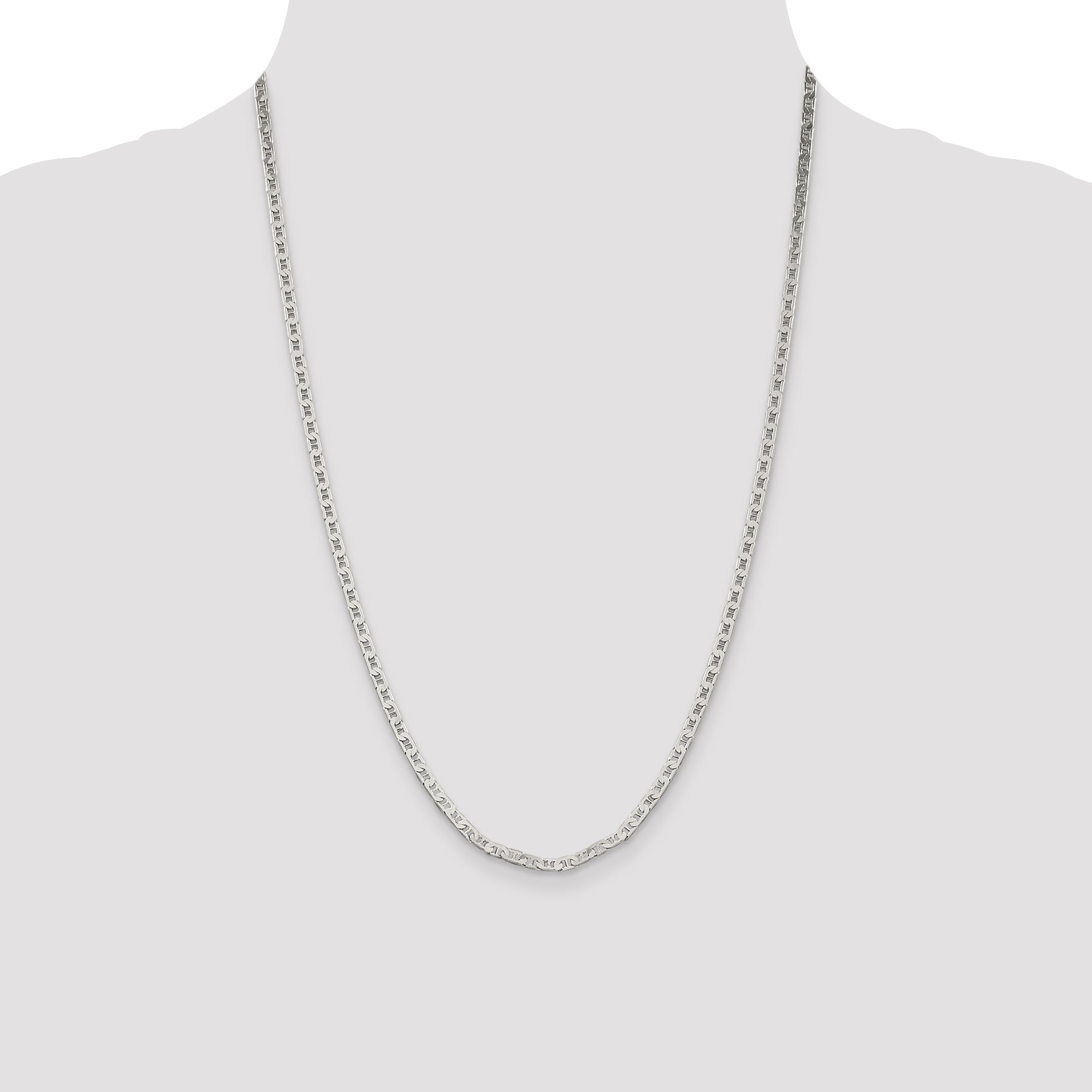 Sophia Jewelers Sterling Silver 925 Women's Flat Anchor Necklace with Polished Anti-Tarnish Finish