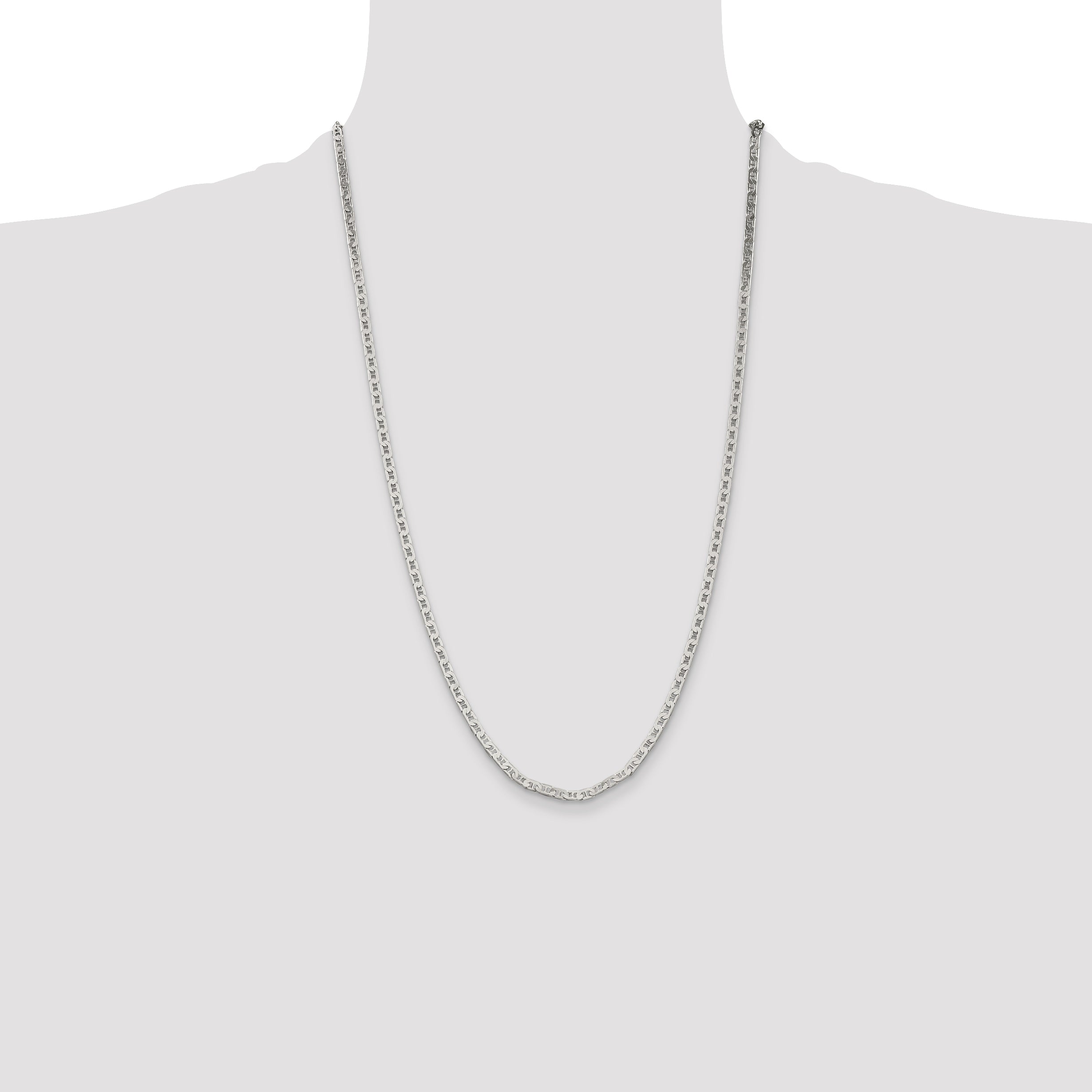 Sophia Jewelers Sterling Silver 925 Women's Flat Anchor Necklace with Polished Anti-Tarnish Finish