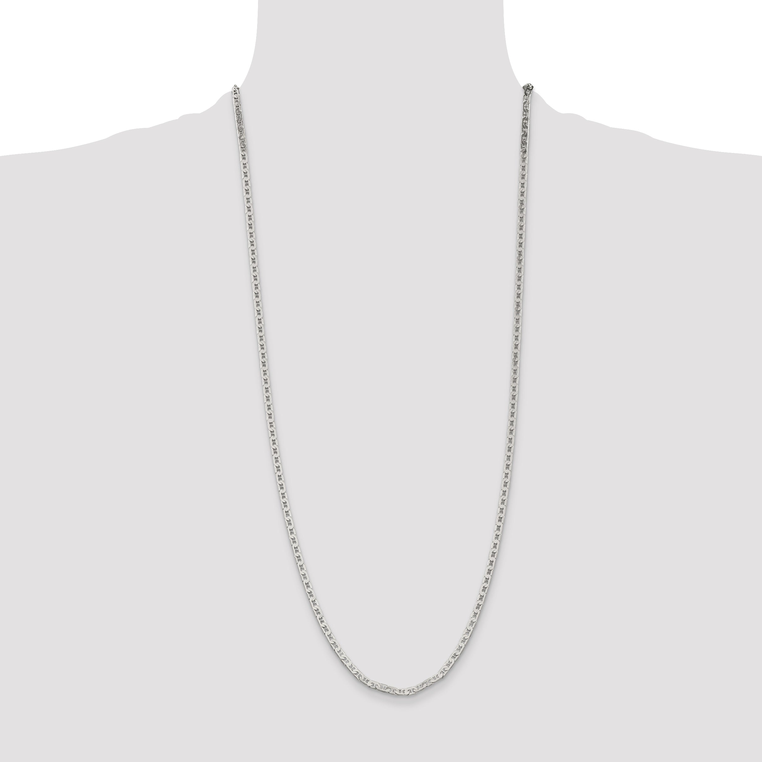 Sophia Jewelers Sterling Silver 925 Women's Flat Anchor Necklace with Polished Anti-Tarnish Finish