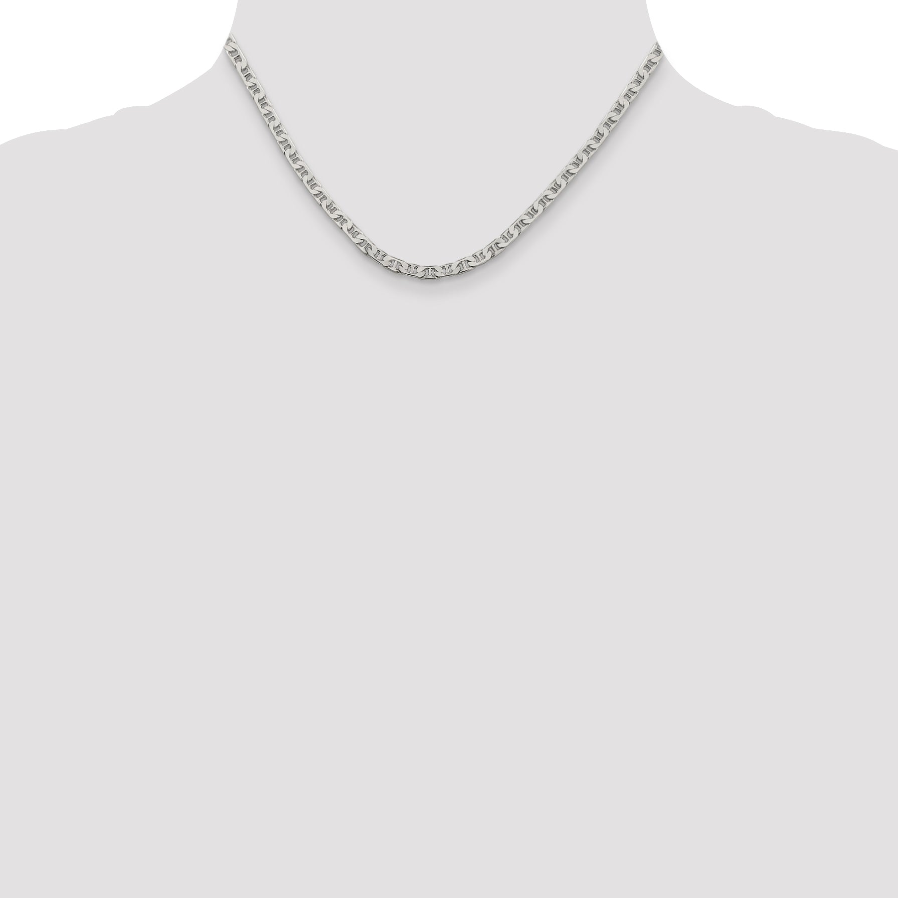 Sophia Jewelers 925 Sterling Silver Men's Flat Anchor Chain Necklace 16 Polished