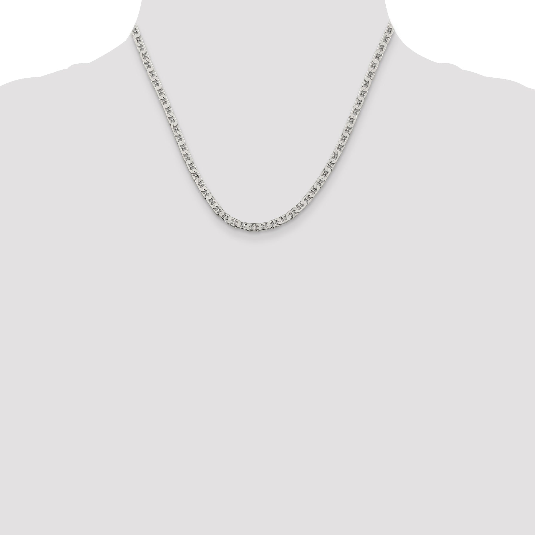 Sophia Jewelers 925 Sterling Silver Men's Flat Anchor Chain Necklace 16 Polished
