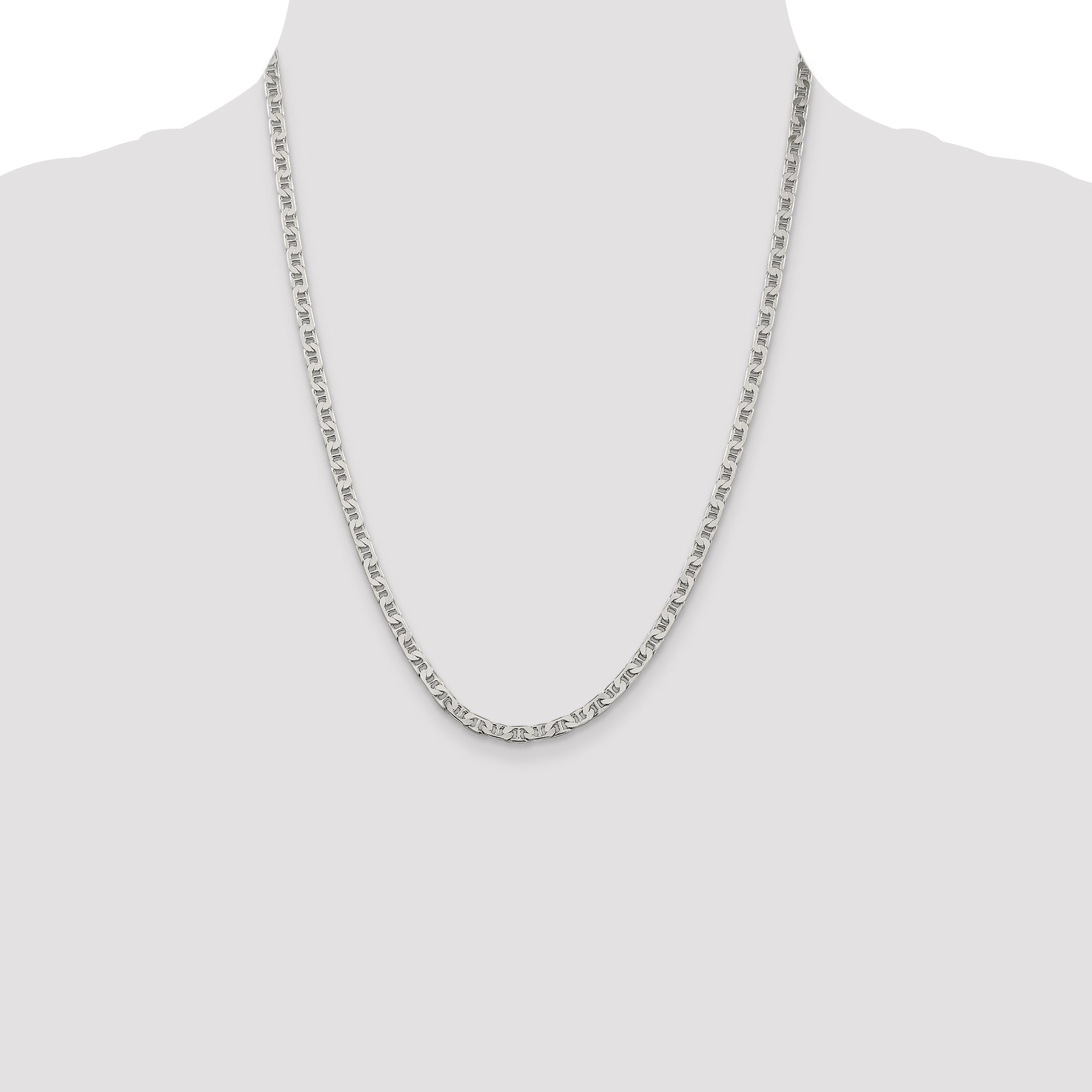 Sophia Jewelers 925 Sterling Silver Men's Flat Anchor Chain Necklace 16 Polished