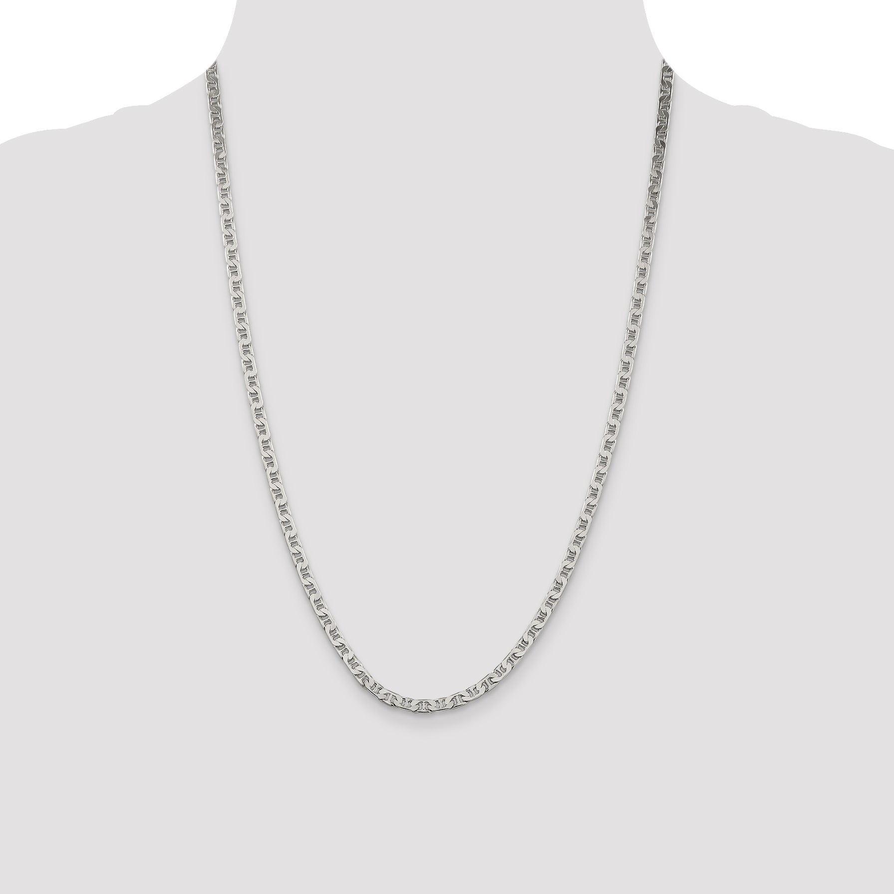 Sophia Jewelers 925 Sterling Silver Men's Flat Anchor Chain Necklace 16 Polished