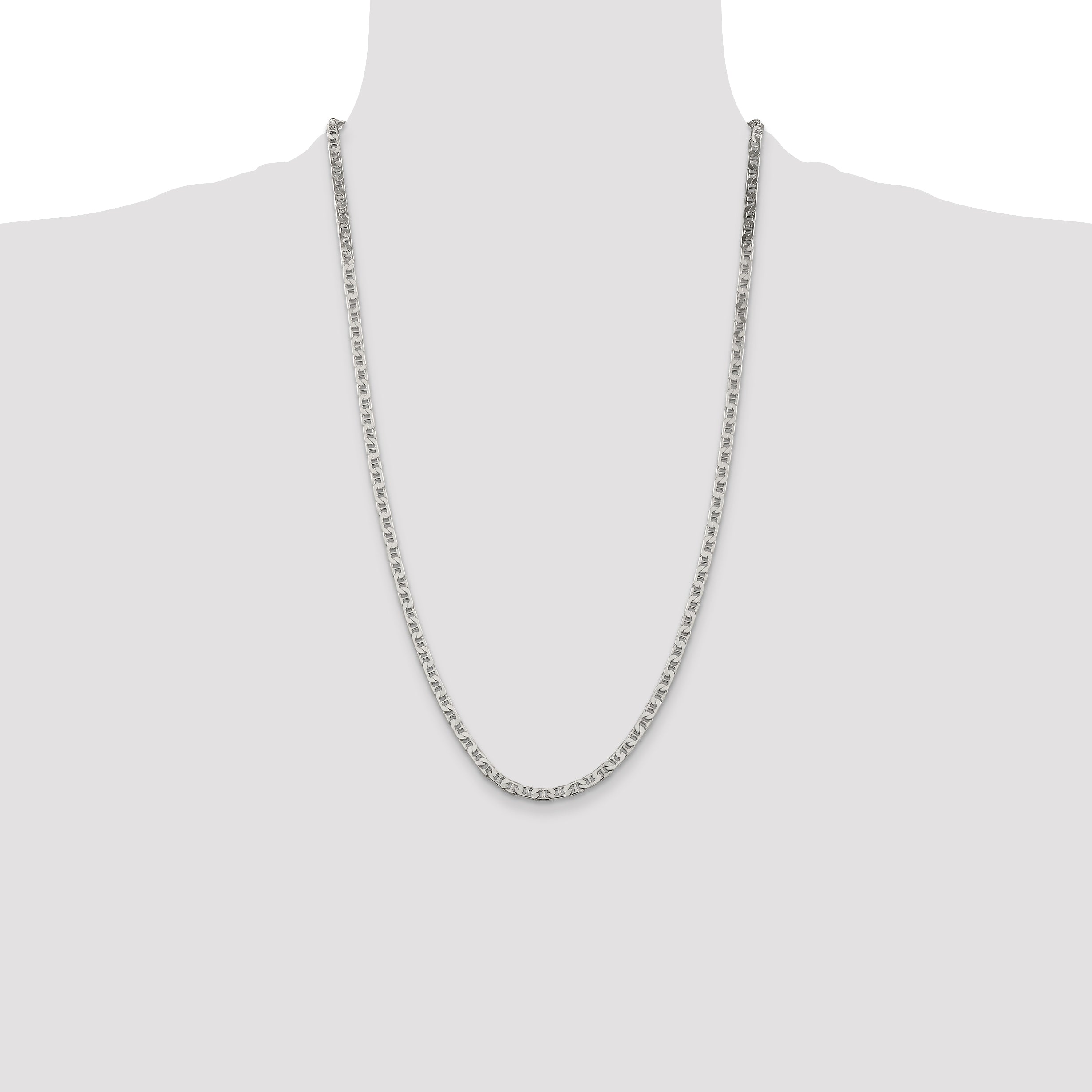 Sophia Jewelers 925 Sterling Silver Men's Flat Anchor Chain Necklace 16 Polished