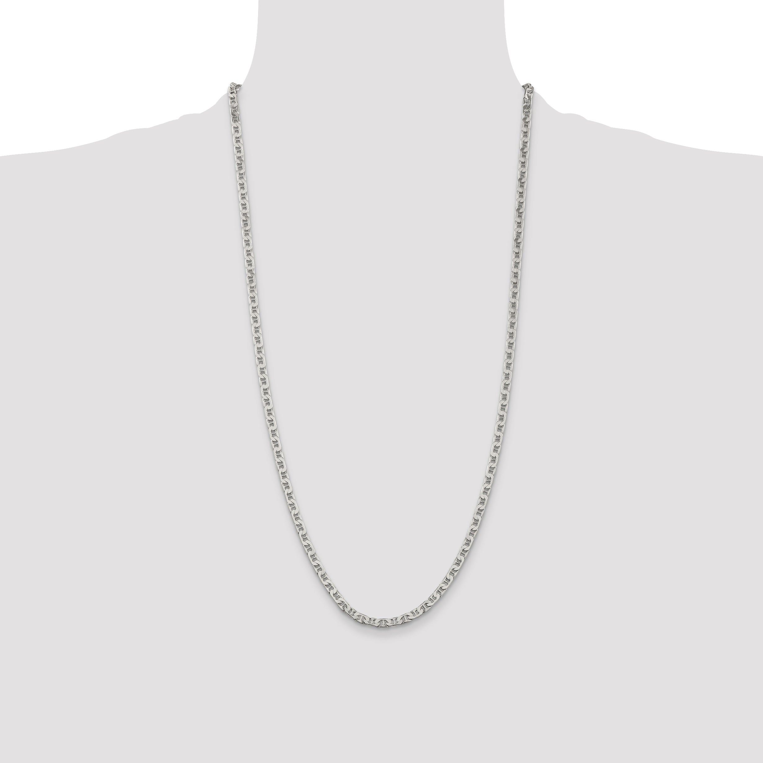 Sophia Jewelers 925 Sterling Silver Men's Flat Anchor Chain Necklace 16 Polished