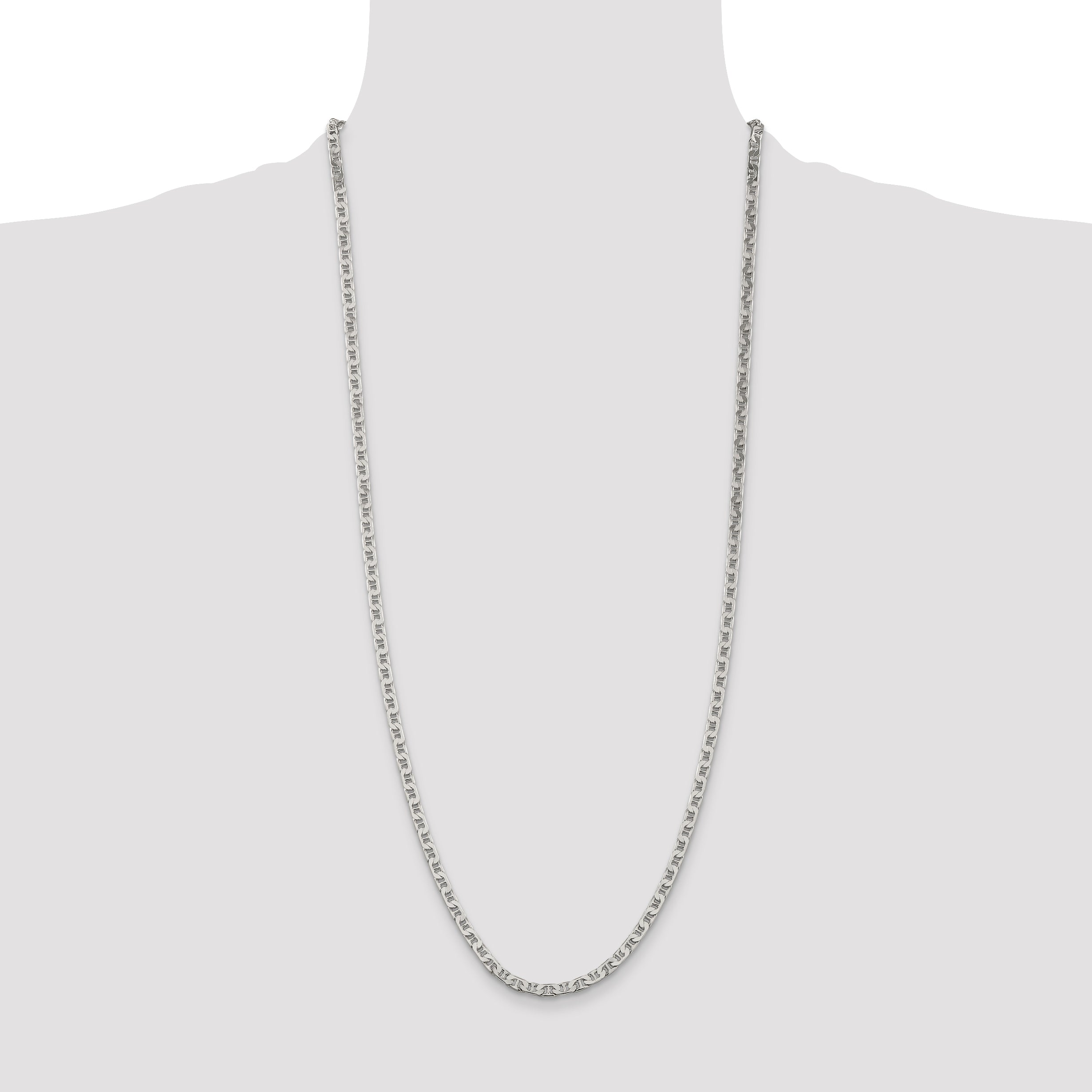Sophia Jewelers 925 Sterling Silver Men's Flat Anchor Chain Necklace 16 Polished