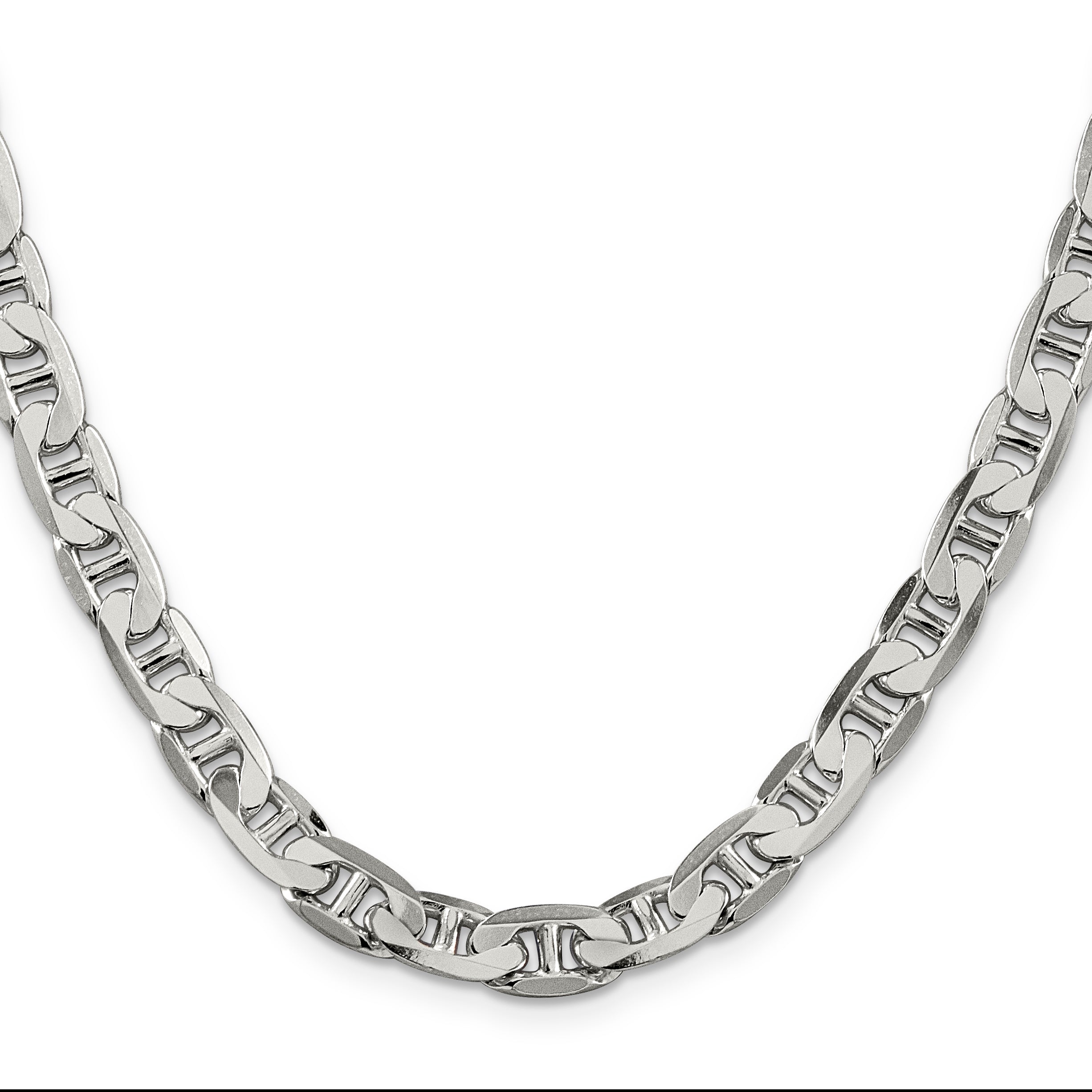 Sophia Jewelers Men's Polished Sterling Silver 925 Flat Anchor Necklace