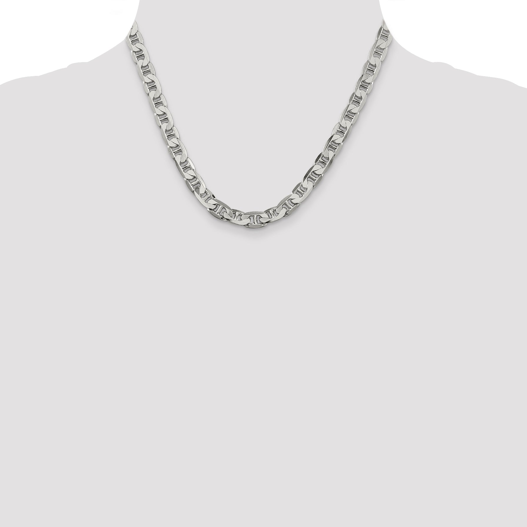 Sophia Jewelers Men's Polished Sterling Silver 925 Flat Anchor Necklace