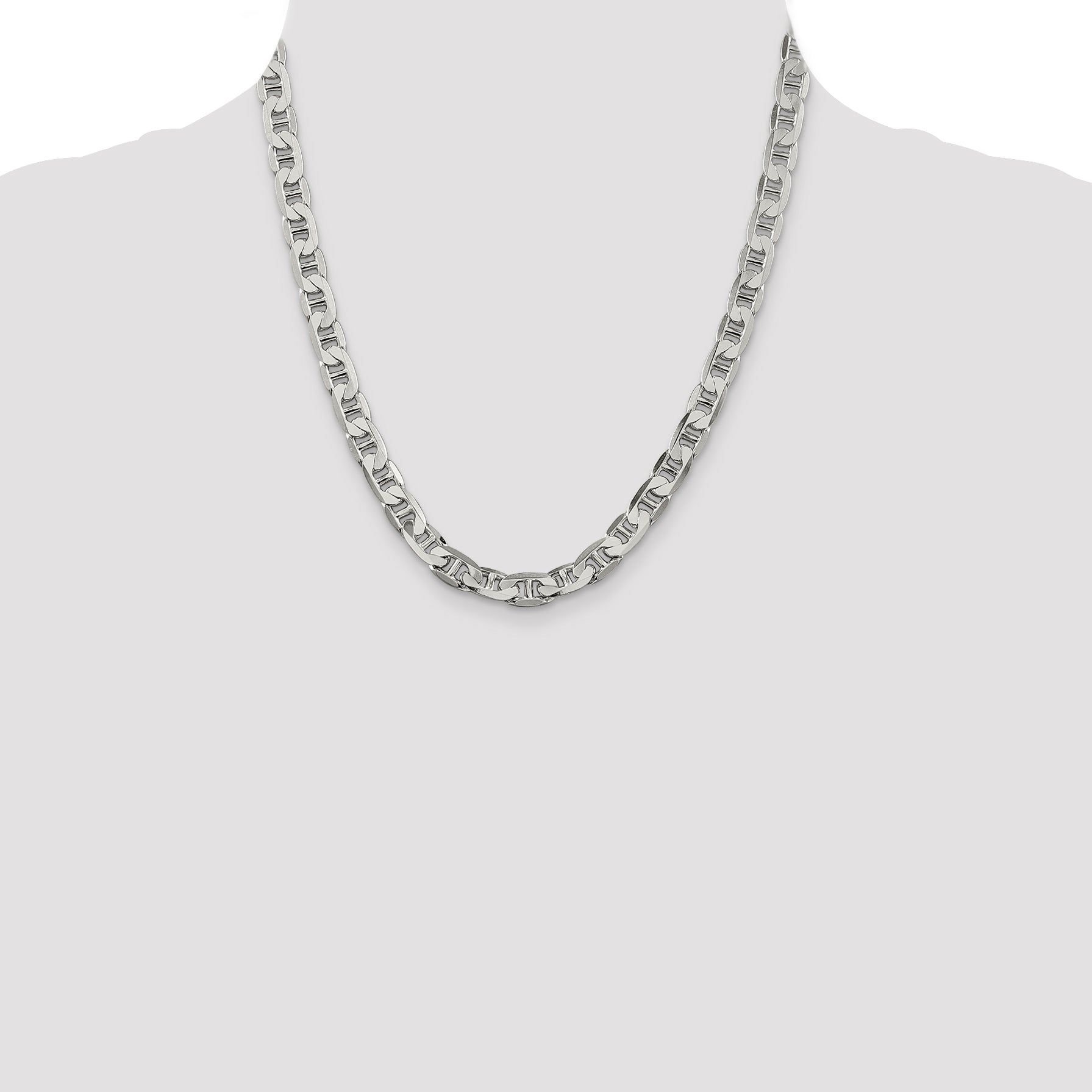 Sophia Jewelers Men's Polished Sterling Silver 925 Flat Anchor Necklace