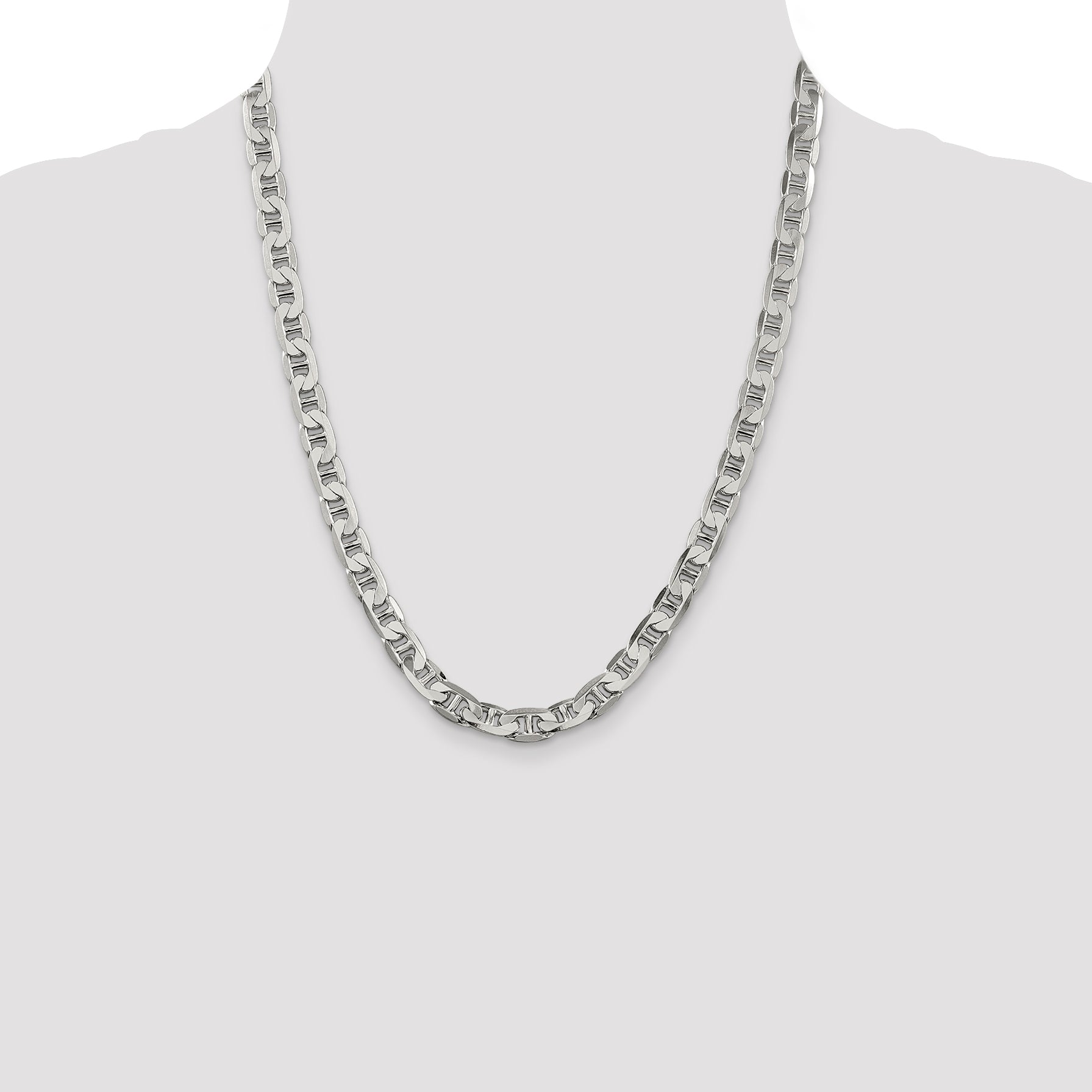 Sophia Jewelers Men's Polished Sterling Silver 925 Flat Anchor Necklace