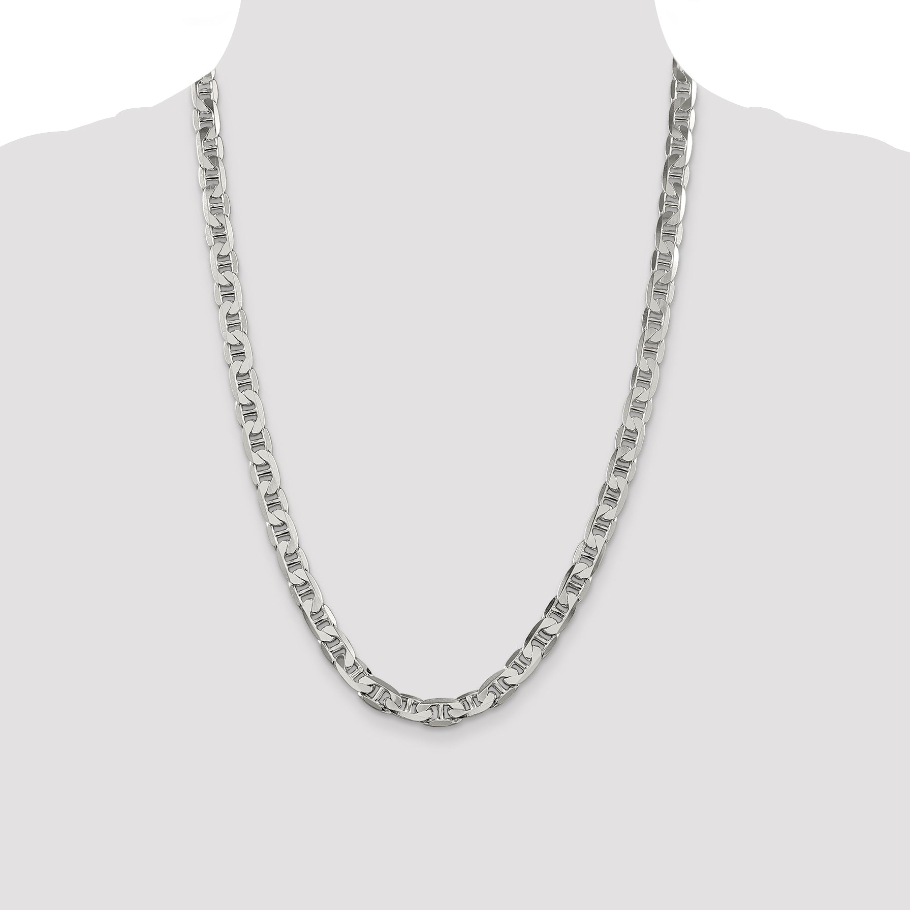 Sophia Jewelers Men's Polished Sterling Silver 925 Flat Anchor Necklace
