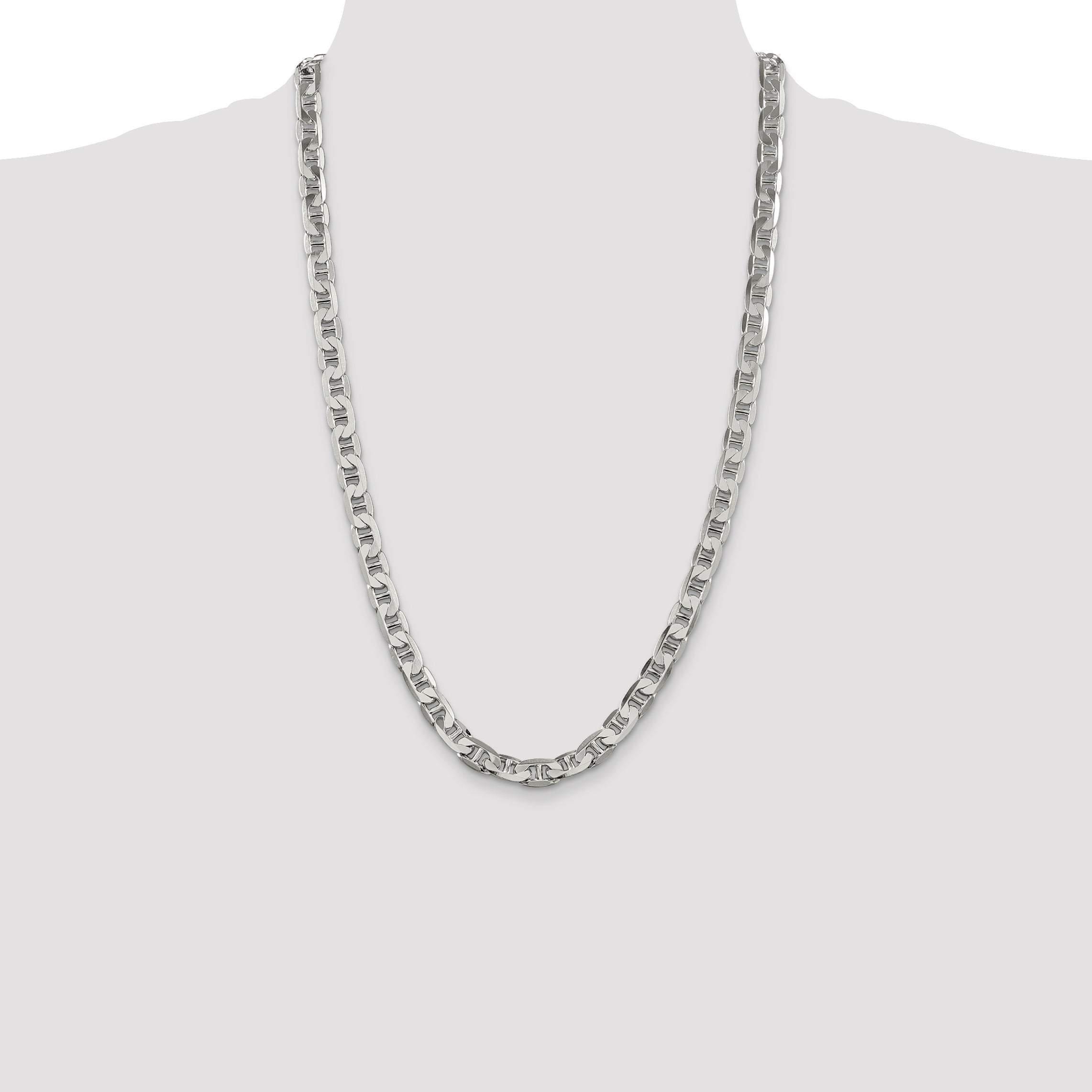Sophia Jewelers Men's Polished Sterling Silver 925 Flat Anchor Necklace