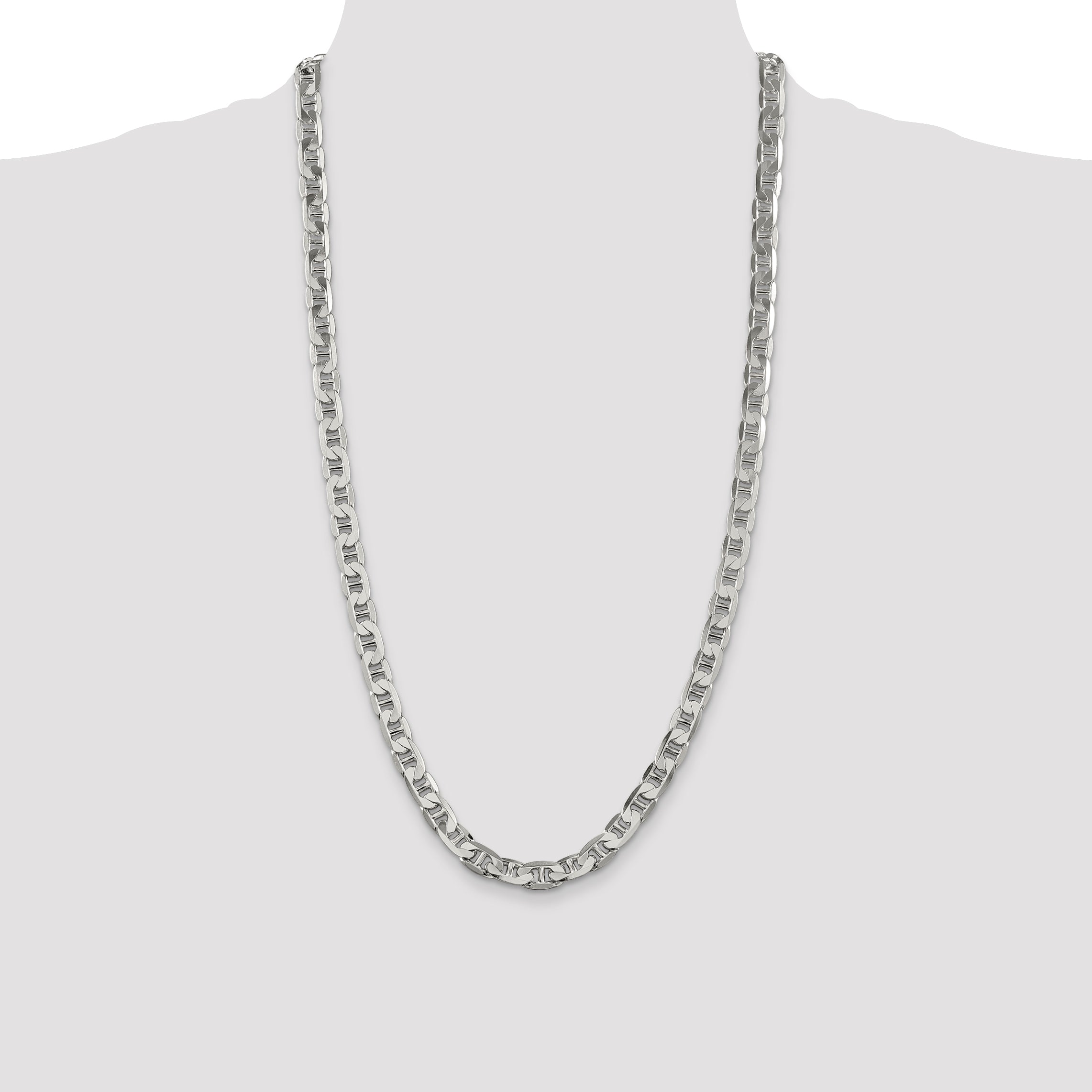 Sophia Jewelers Men's Polished Sterling Silver 925 Flat Anchor Necklace