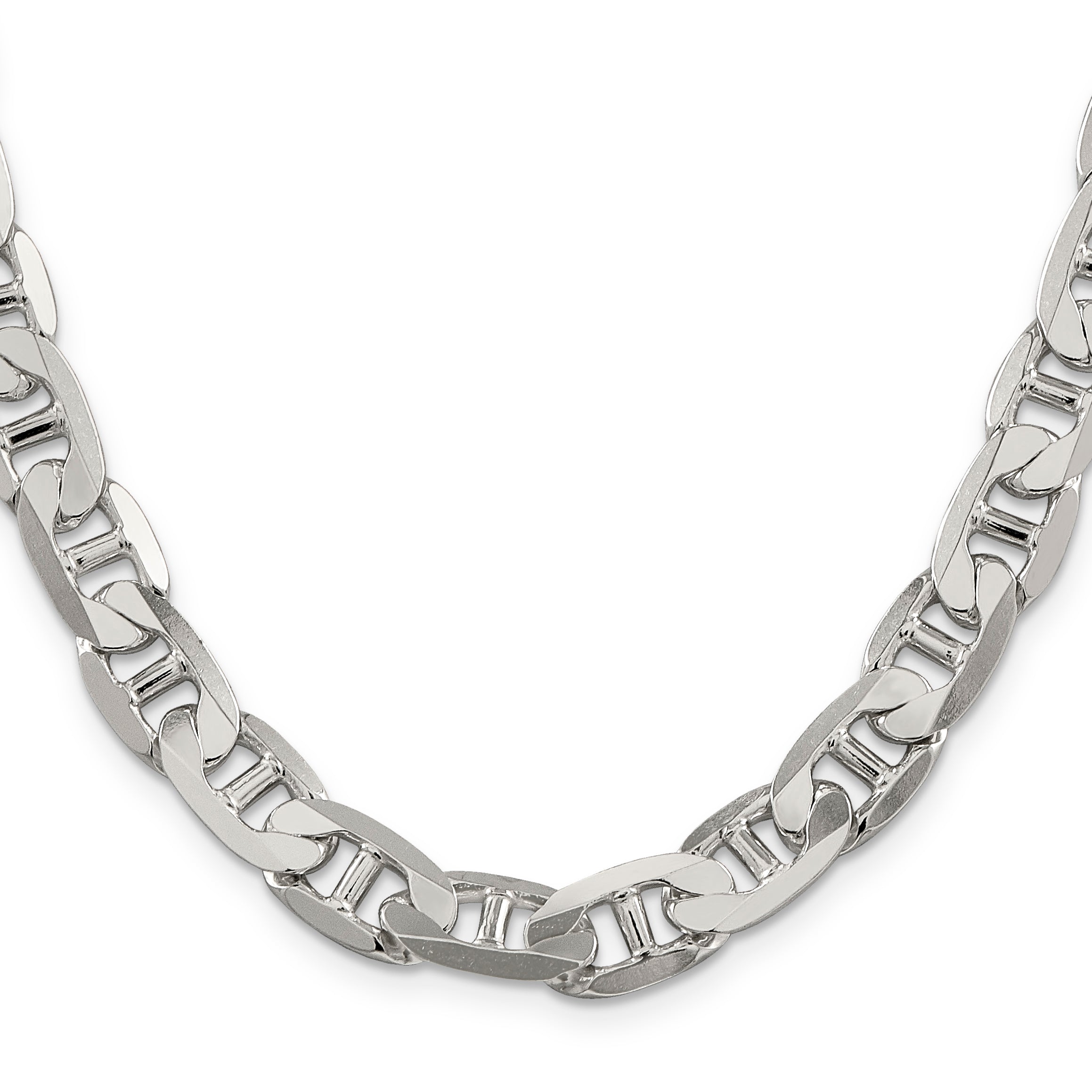Sophia Jewelers Sterling Silver Anchor Necklace with Polished 9.5mm Chain