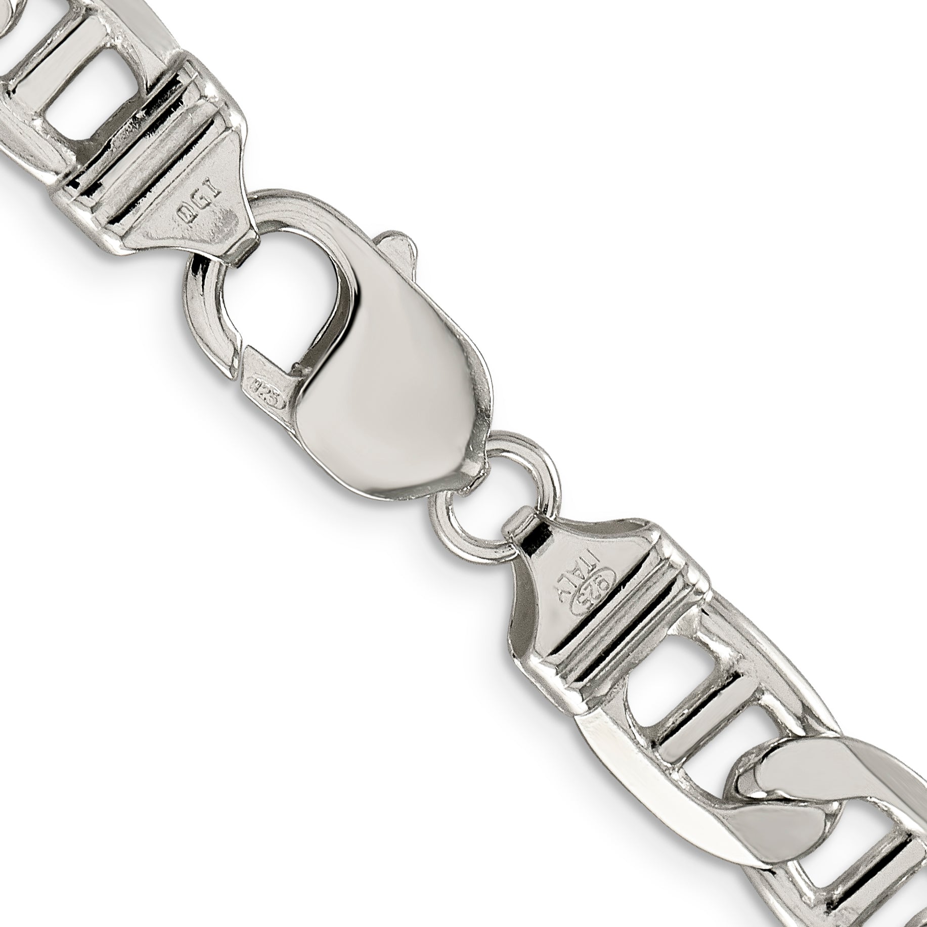 Sophia Jewelers Sterling Silver Anchor Necklace with Polished 9.5mm Chain