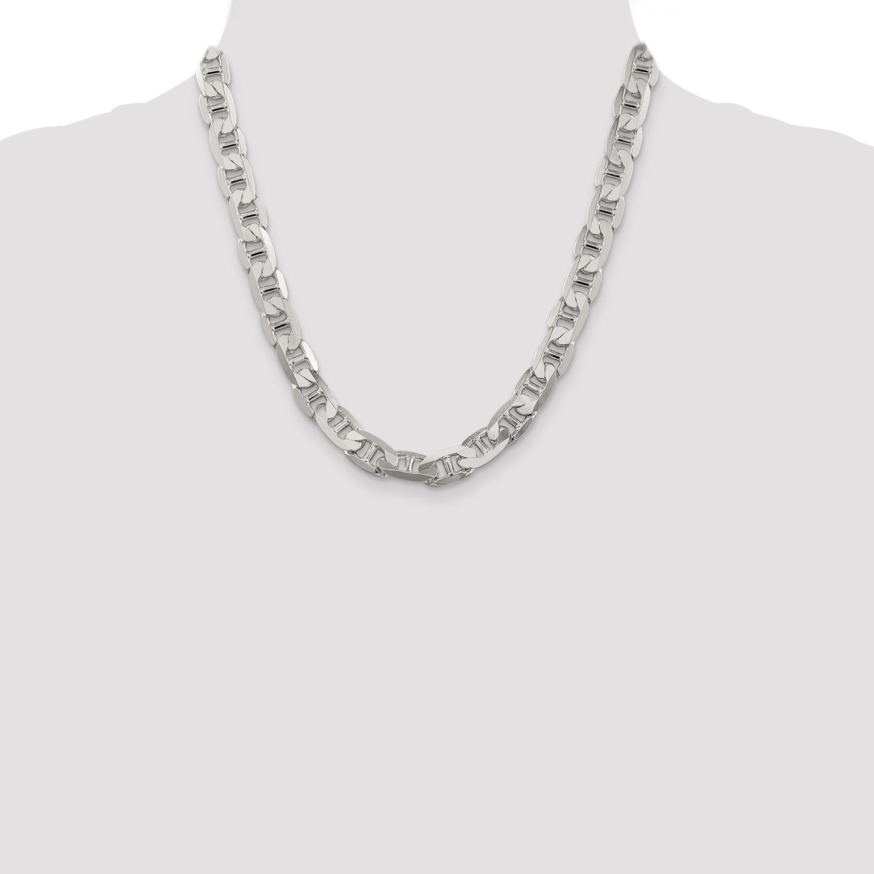 Sophia Jewelers Sterling Silver Anchor Necklace with Polished 9.5mm Chain