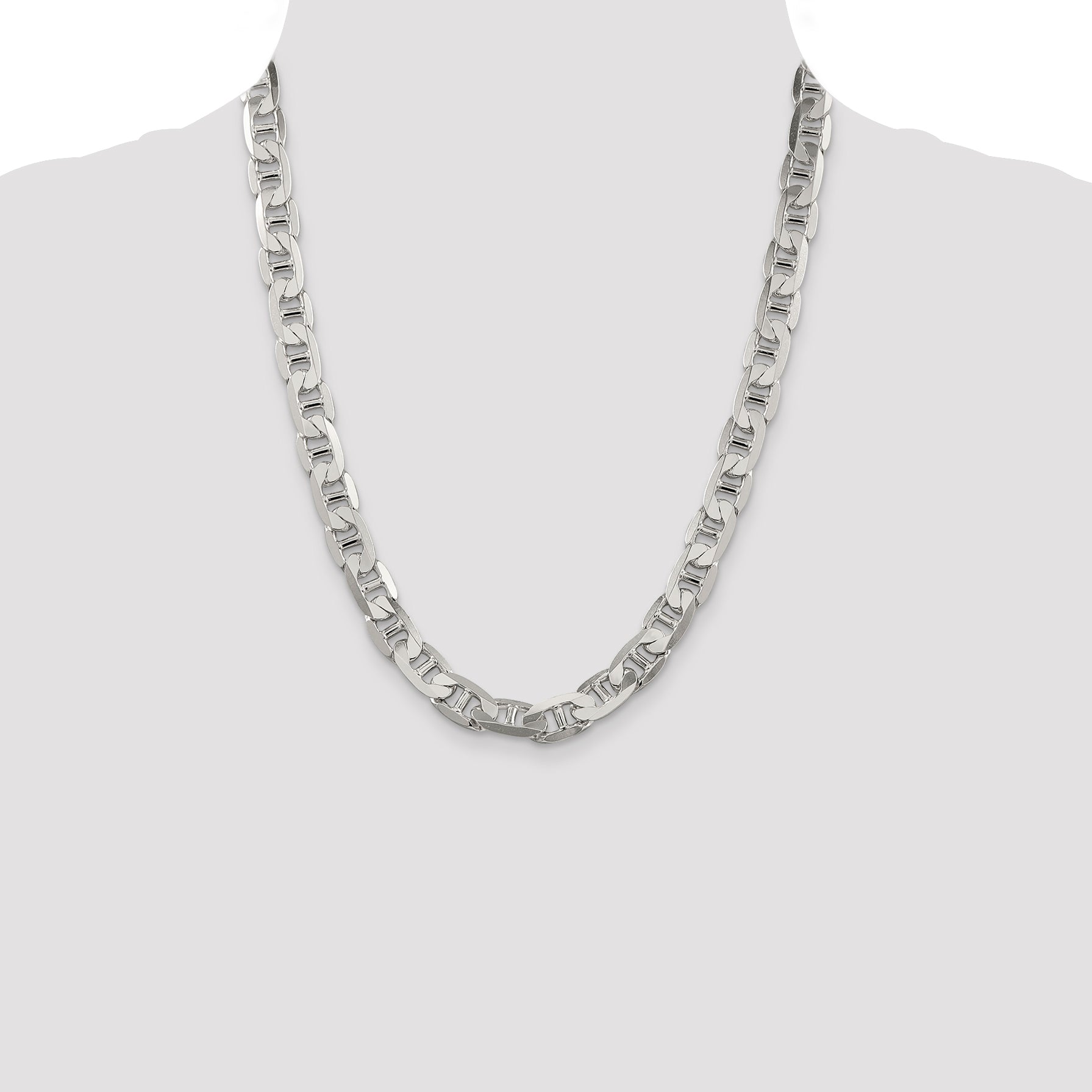Sophia Jewelers Sterling Silver Anchor Necklace with Polished 9.5mm Chain