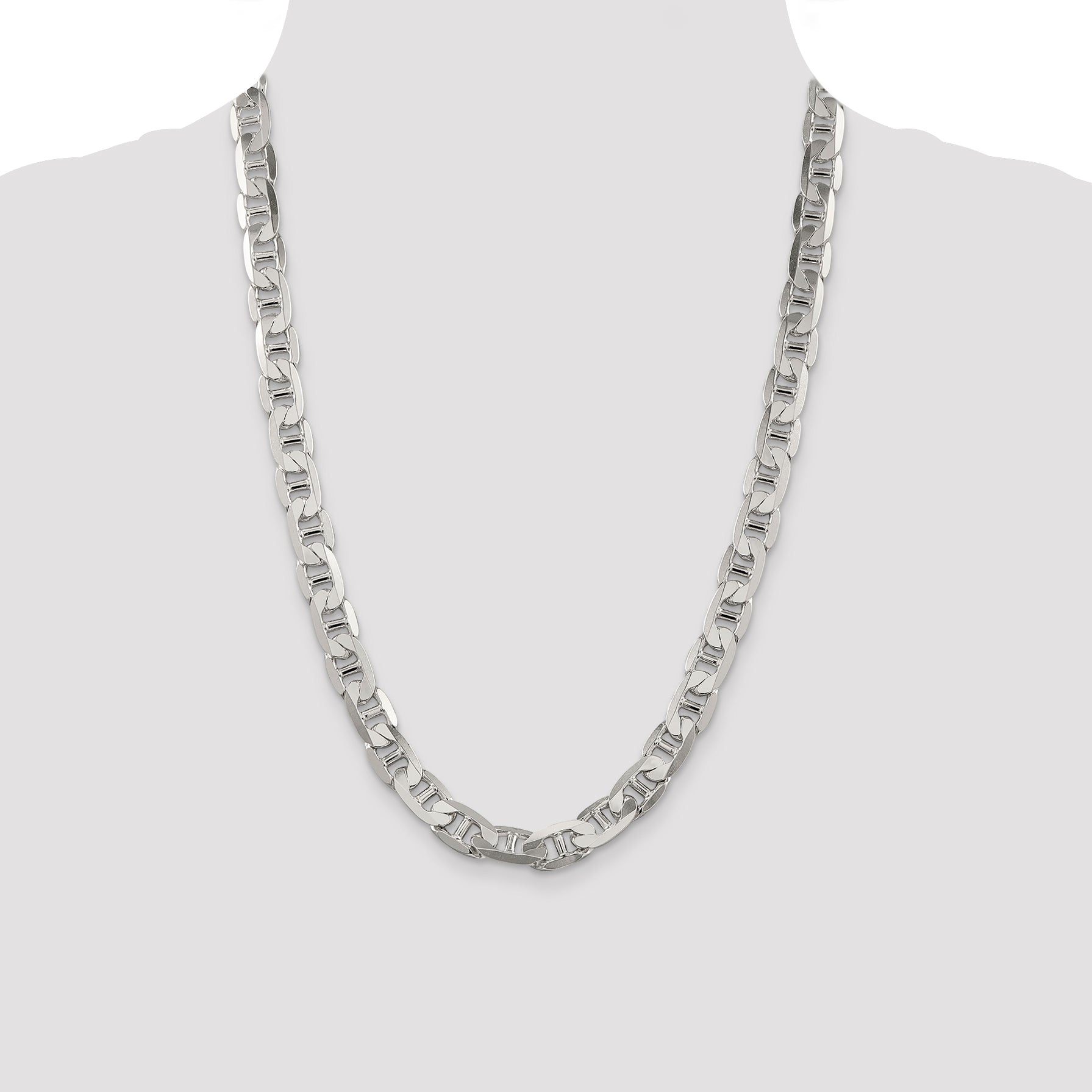 Sophia Jewelers Sterling Silver Anchor Necklace with Polished 9.5mm Chain