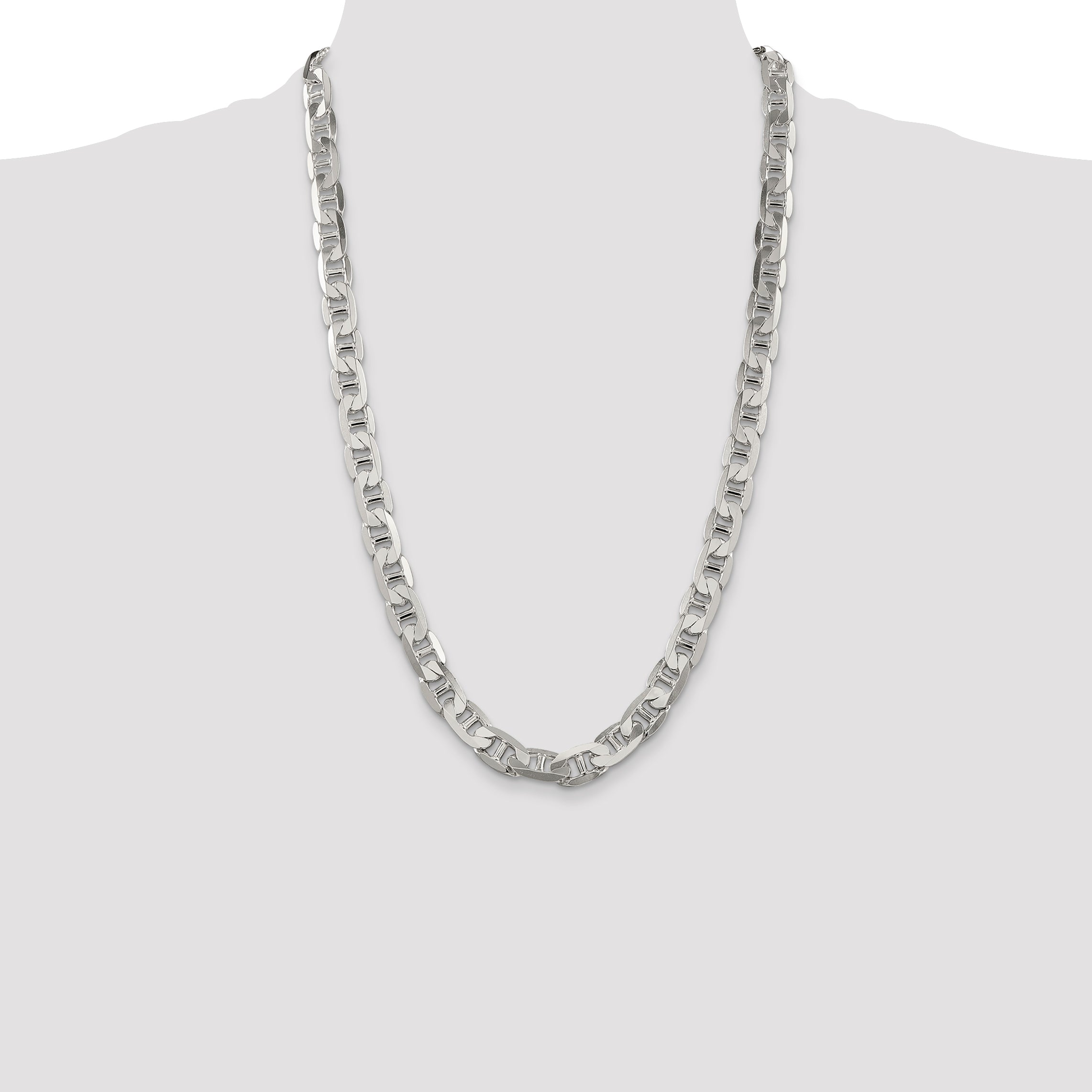 Sophia Jewelers Sterling Silver Anchor Necklace with Polished 9.5mm Chain