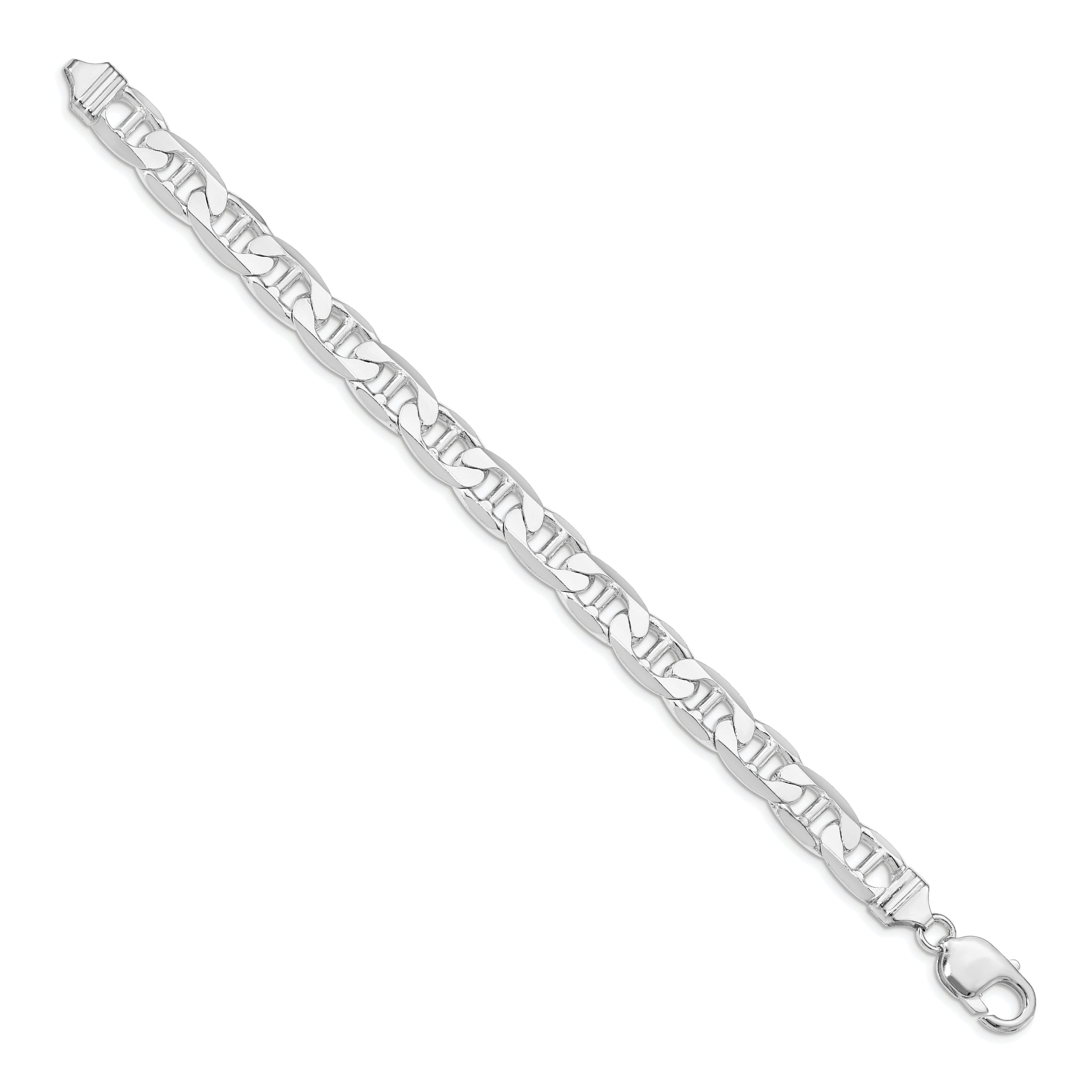 Sterling Silver Rhodium-plated 9.5mm Flat Anchor Chain