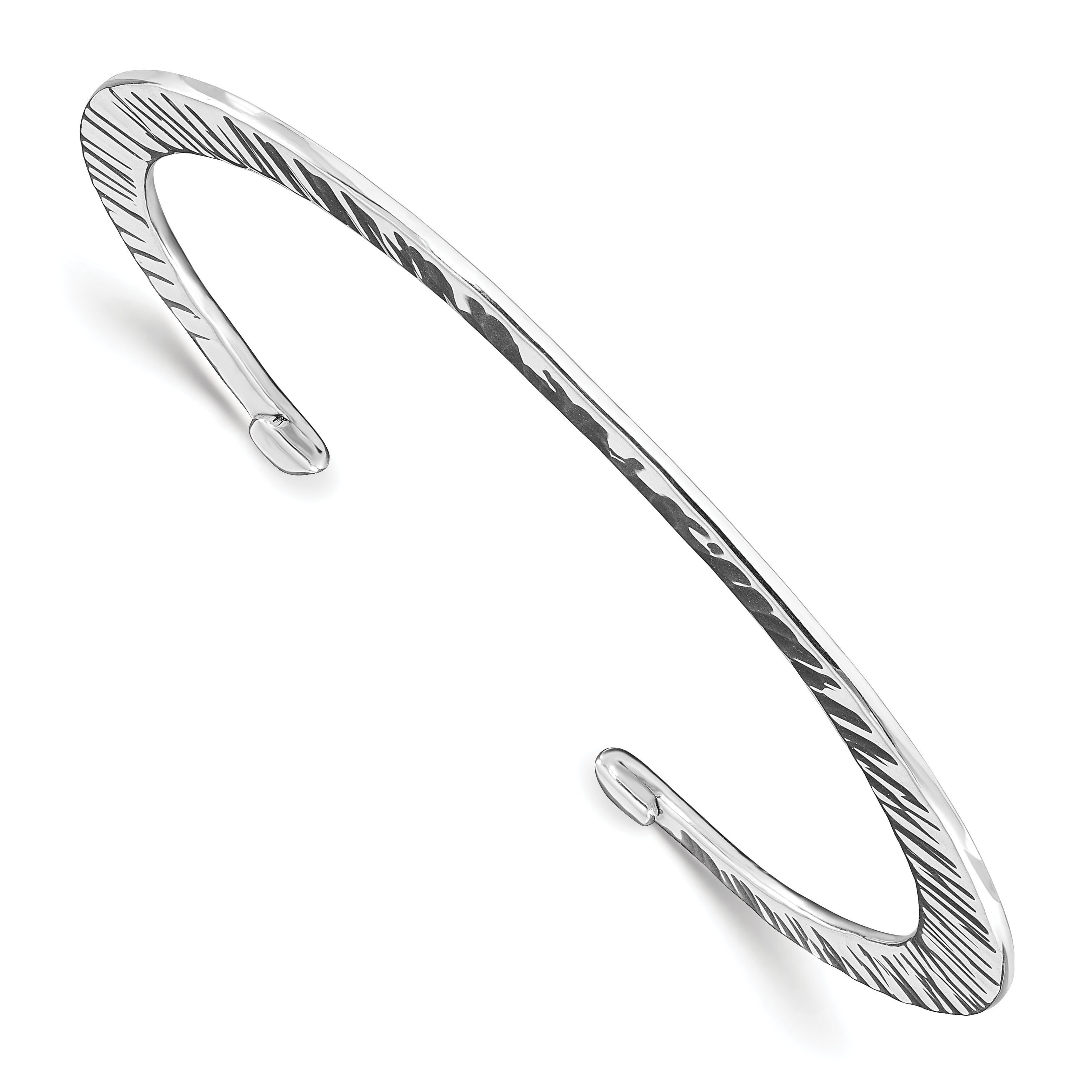 Sterling Silver Polished Hammered Open Bangle Main image