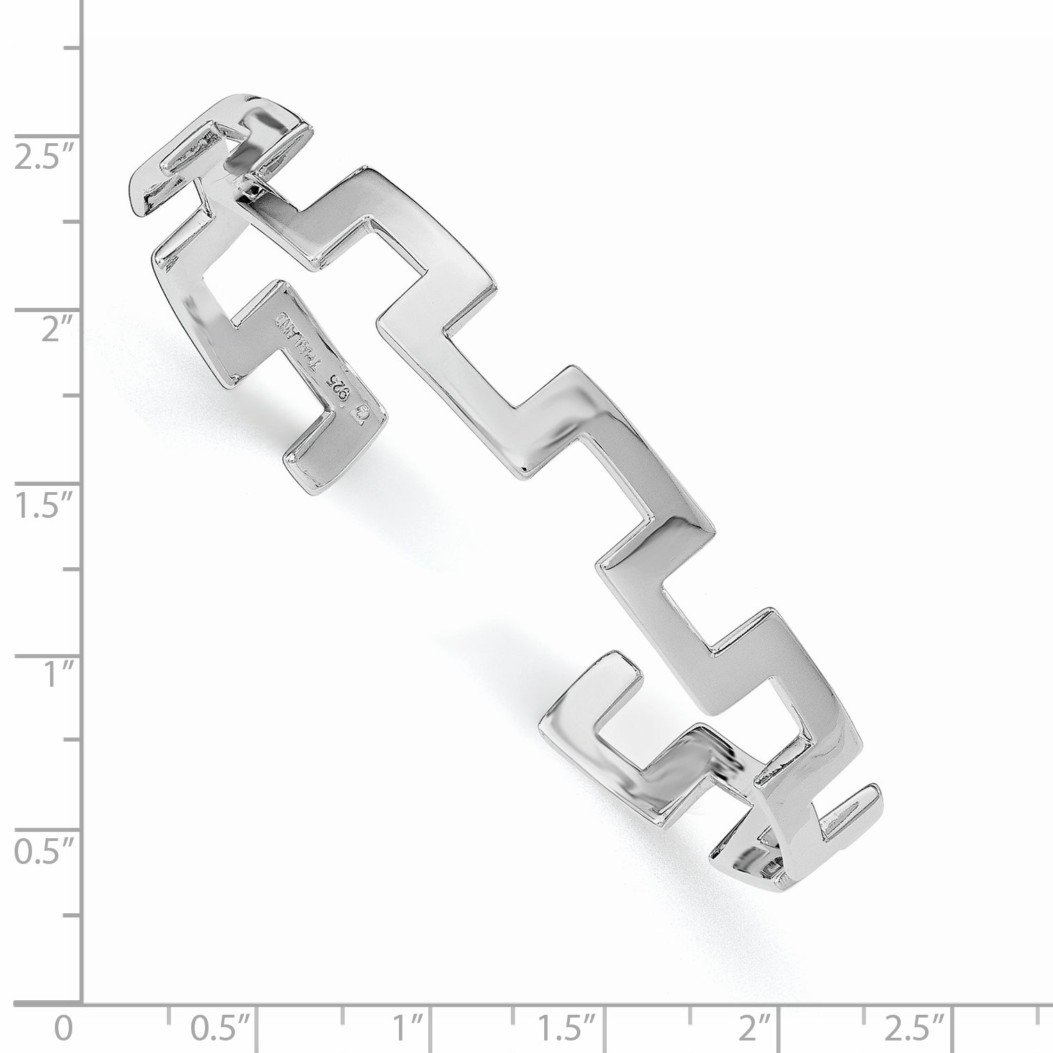 Sterling Silver 925 Cuff Bangle with Rhodium Polish Elegant Design Secondary image