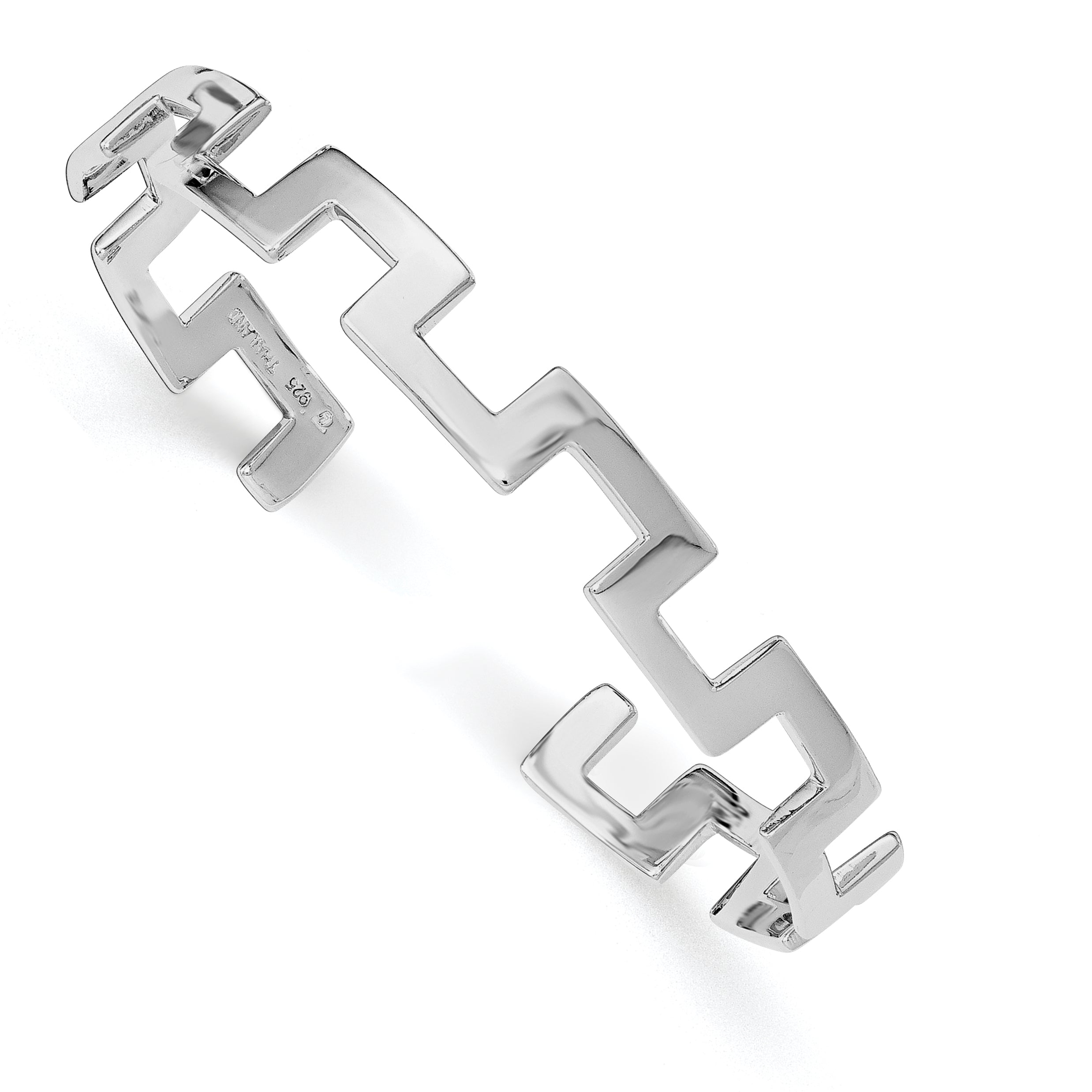 Sterling Silver Rhodium-plated Polished Fancy Cuff Bangle Main image