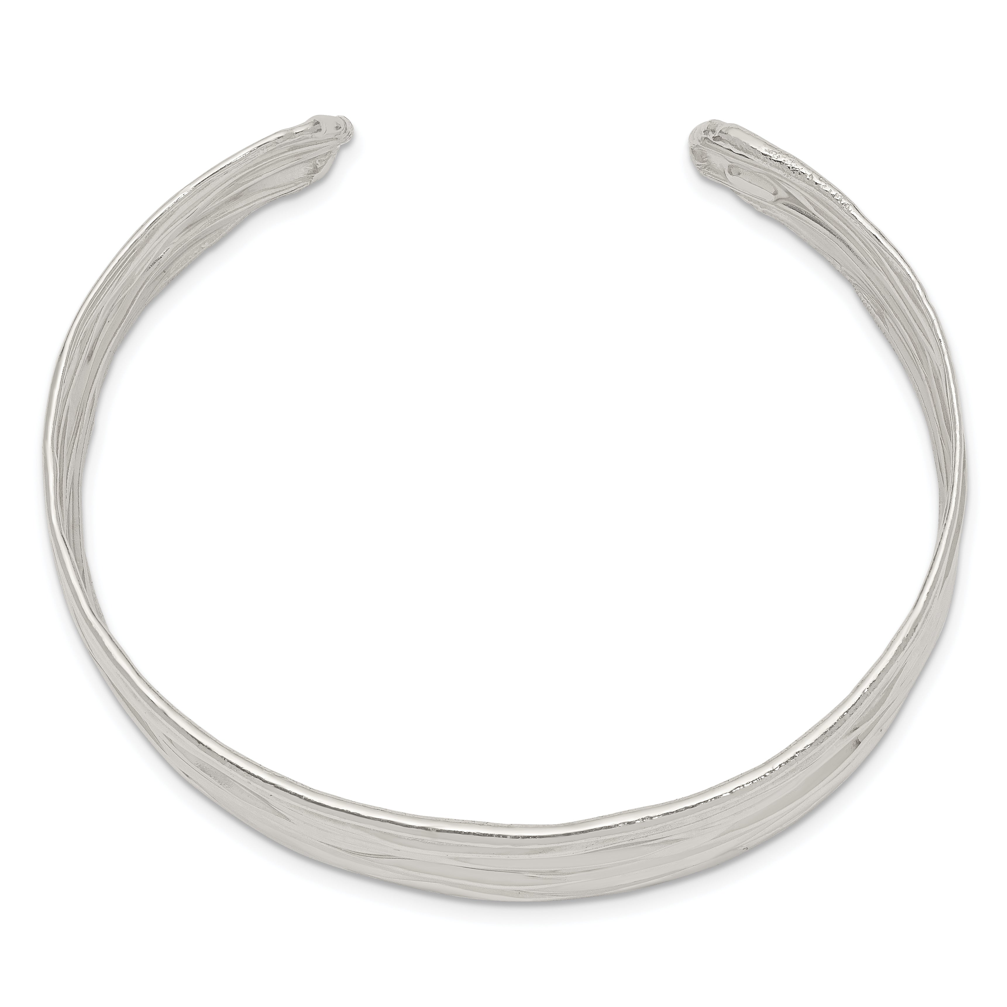 Sophia Jewelers Sterling Silver Hammered Cuff Bracelet with Rhodium Finish - 7.5