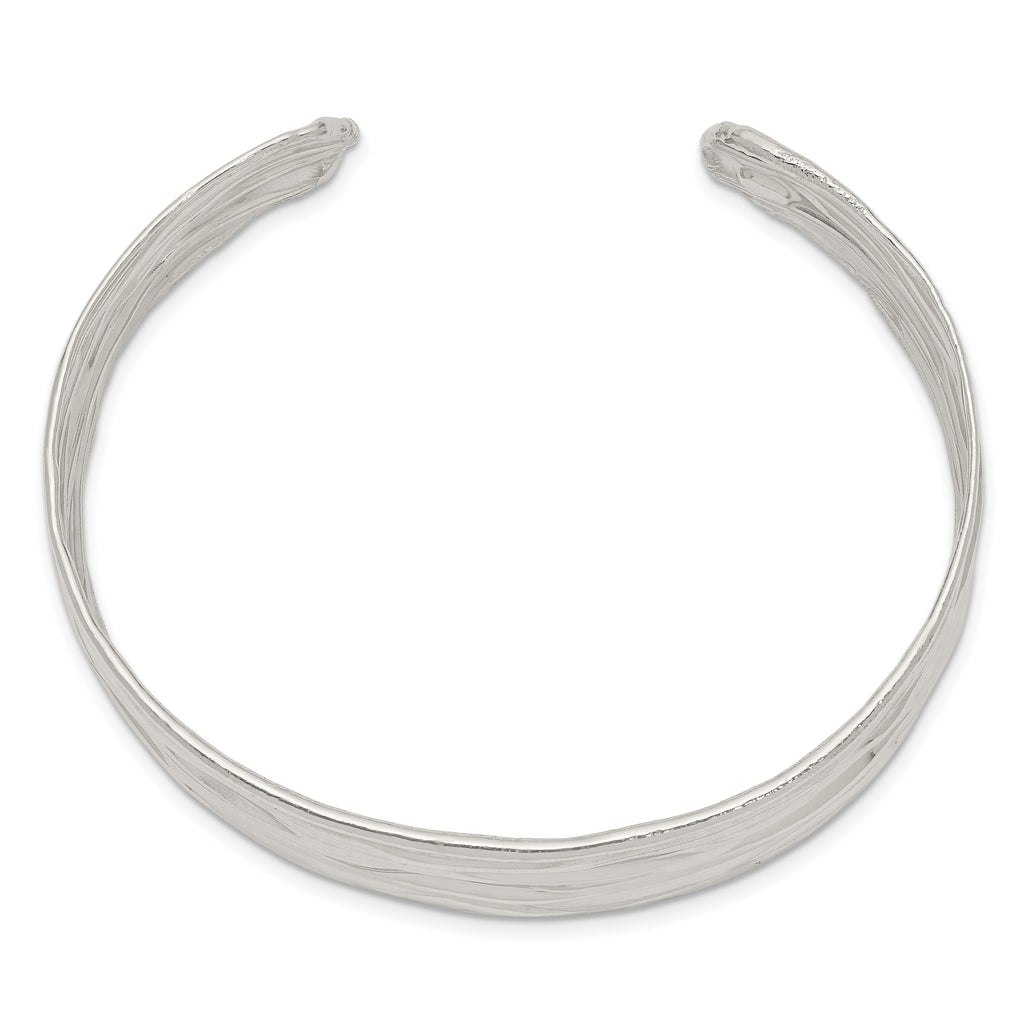 Sophia Jewelers Sterling Silver Hammered Cuff Bracelet with Rhodium Finish