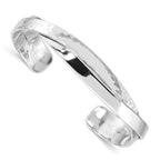 Sterling Silver Rhod-plated Plain 6mm Hammered Bands Bangle