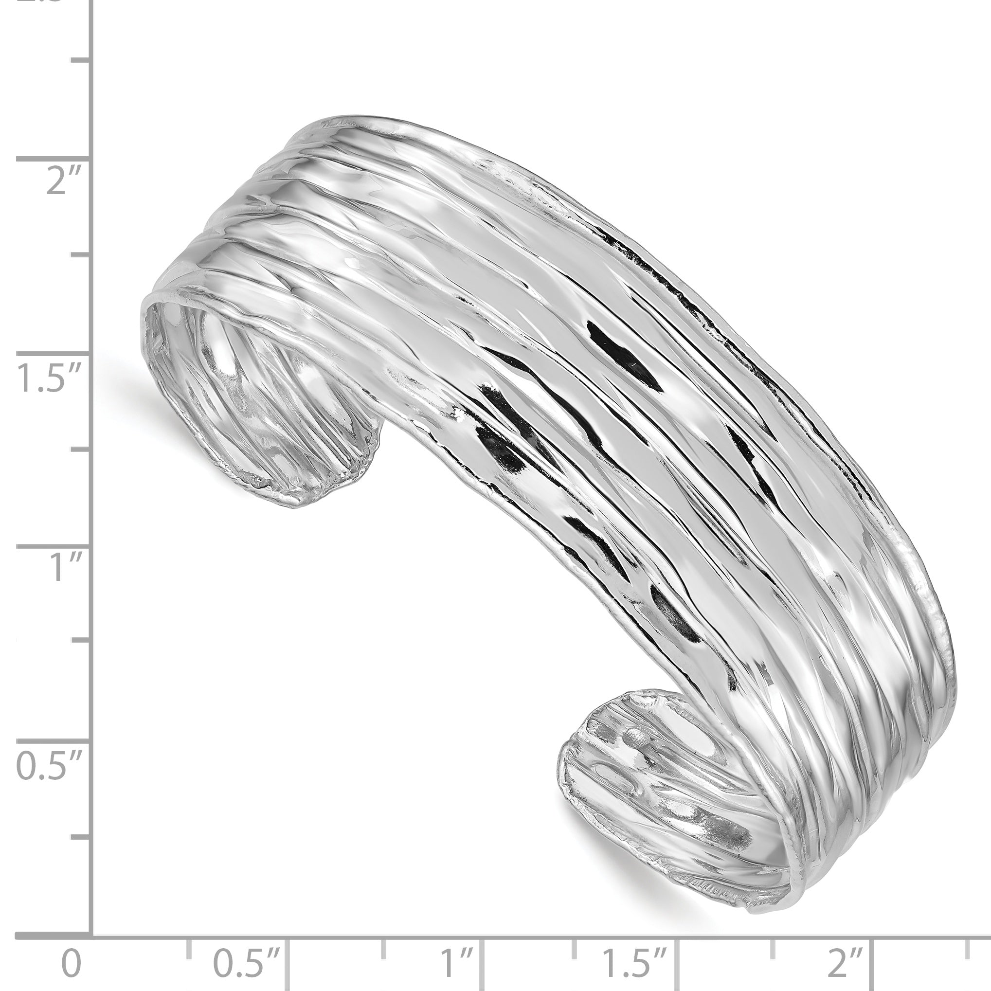 Elegant Sterling Silver 925 Rhodium-plated Textured Cuff Bracelet for Women