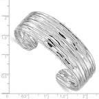 Elegant Sterling Silver 925 Rhodium-plated Textured Cuff Bracelet for Women