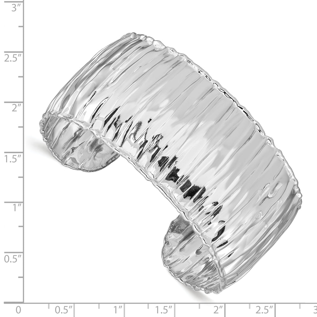 Sterling Silver Men's Cuff Bangle with Polished Rhodium-Plated Finish