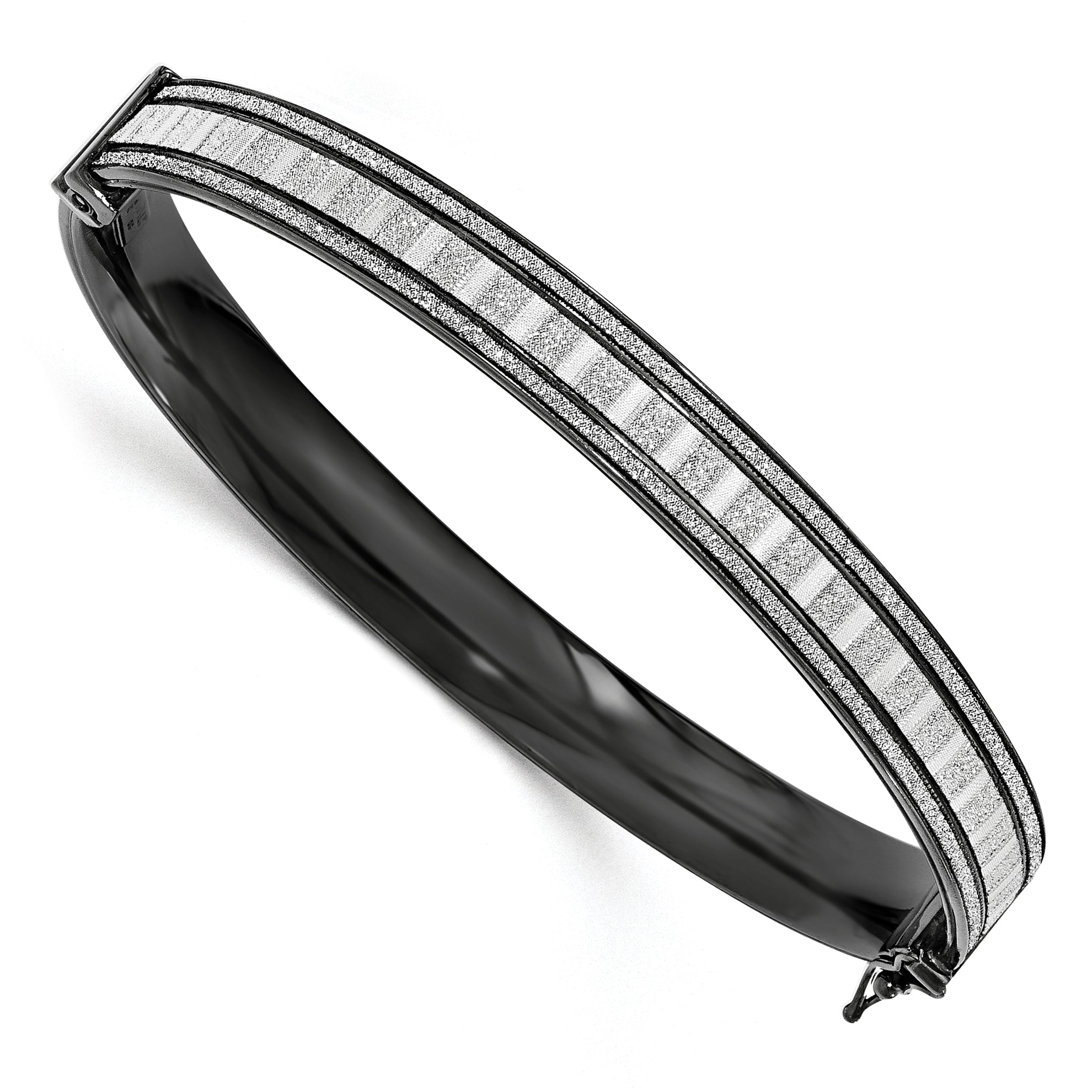 Sterling Silver Ruthenium-plated Glitter Infused Bangle Main image