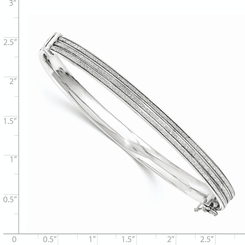 Sophia Jewelers Polished Sterling Silver Glitter Hinged Bangle Bracelet