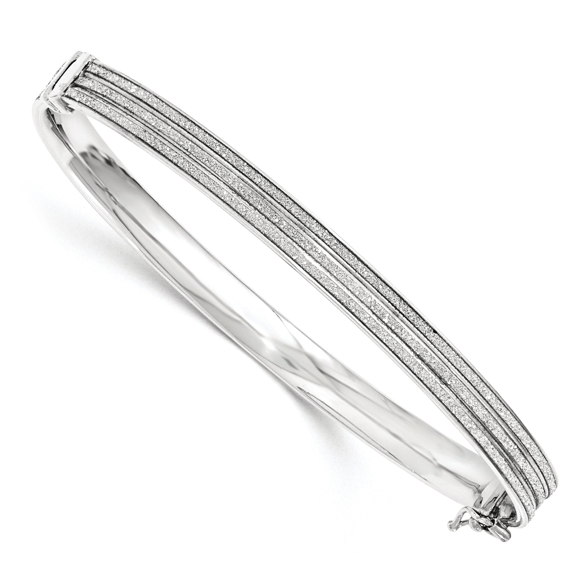 Sterling Silver with Glitter Hinged Bangle Main image