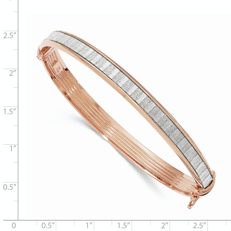 Sterling Silver Rose-Tone Glitter Bangle Bracelet Polished Nickel Free