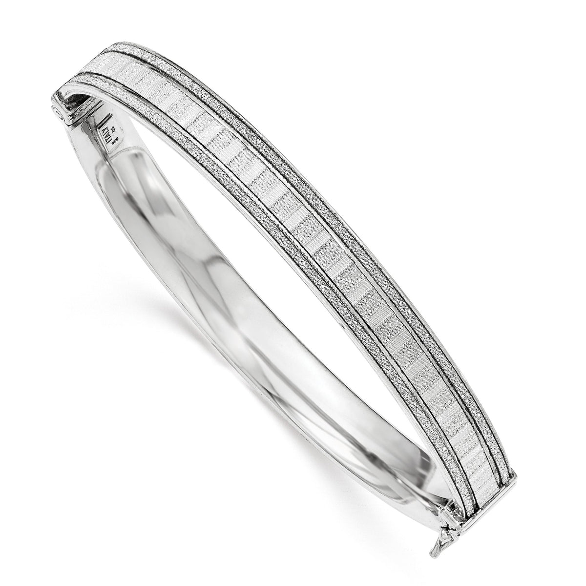 Glitter Nickel Free Bangle Bracelet in Sterling Silver, 10.4mm Hinged - Sophia Jewelers Main image