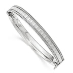 Sophia Jewelers Polished Sterling Silver Hinged Glitter Bangle, Nickel Free
