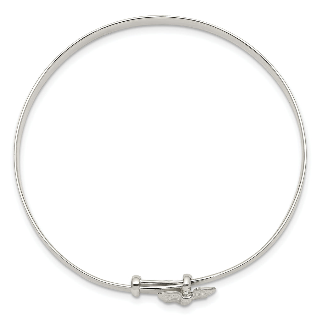 Sterling Silver Polished/Antiqued Butterfly 4mm Adjustable Children's Bangl