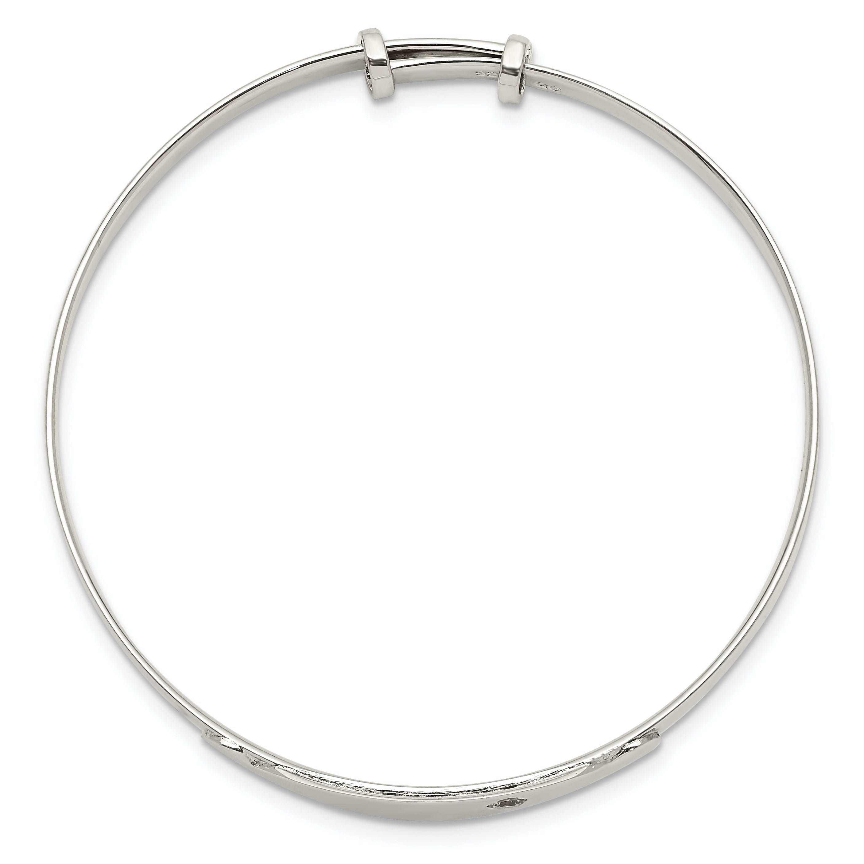 Sterling Silver Polished CZ ID Adjustable Baby Bangle Bracelet Secondary image
