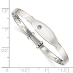 Sterling Silver Polished CZ ID Adjustable Baby Bangle Bracelet