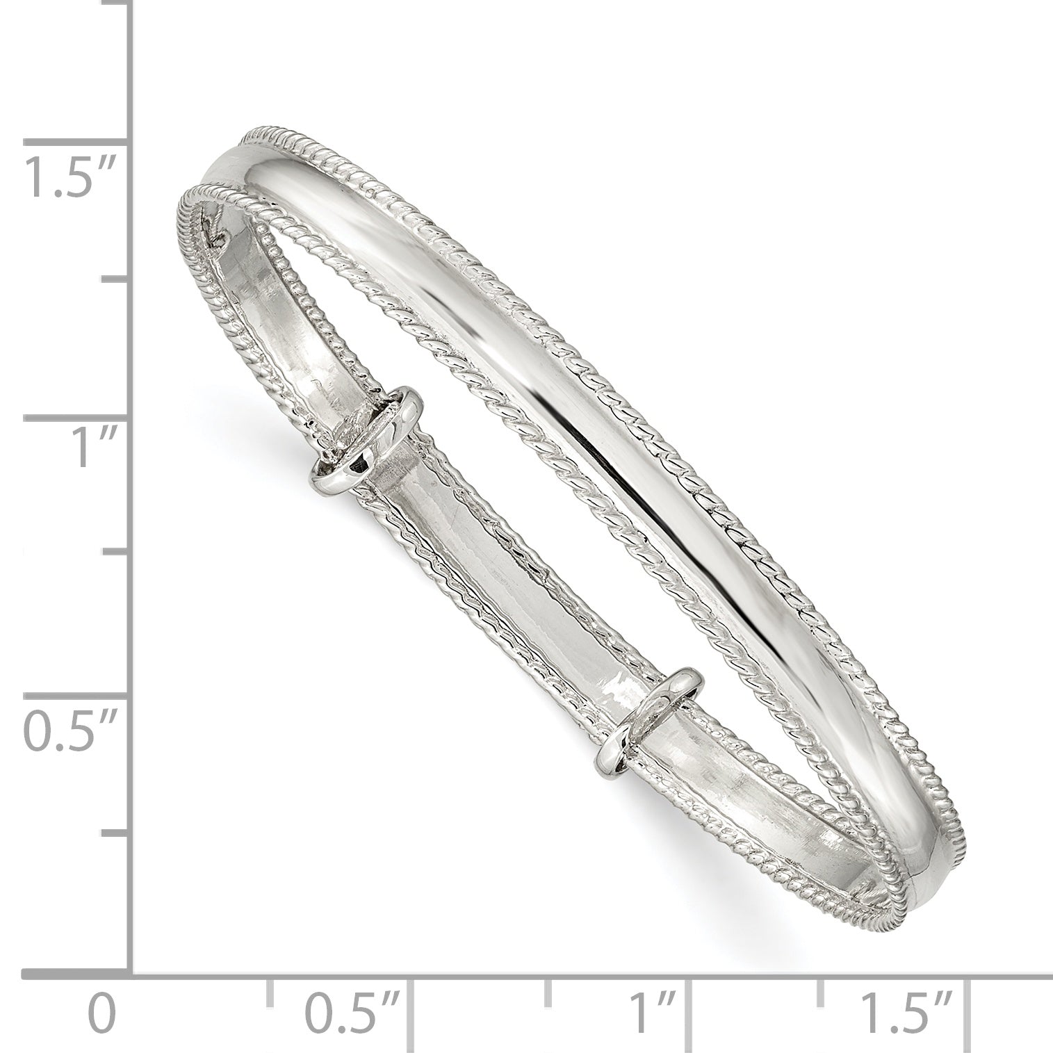 Sterling Silver 925 Girls' Milgrain Adjustable Polished Bracelet